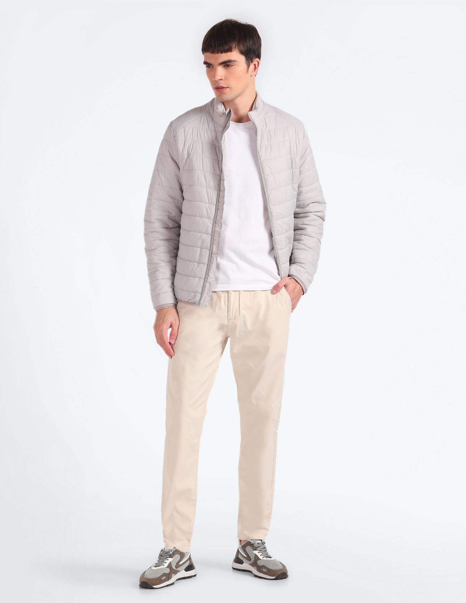 Flying Machine Elasticised Waist Solid Trousers