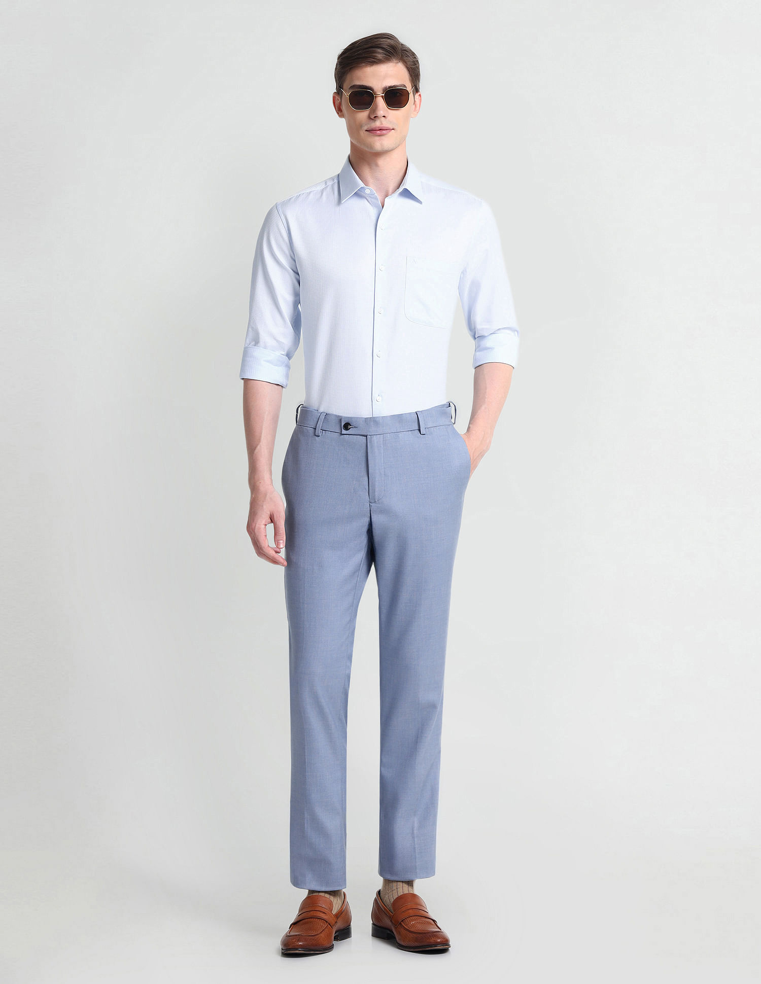 Arrow Patterned Weave Manhattan Slim Fit Shirt