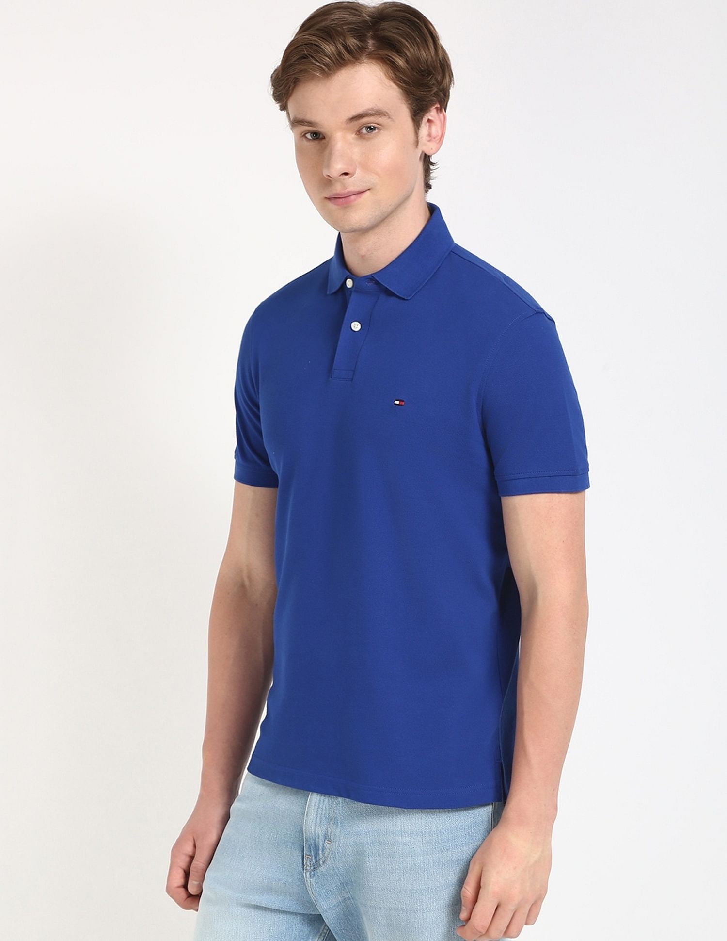 Tommy Hilfiger Solid Regular-Fit Cotton Polo T-Shirt