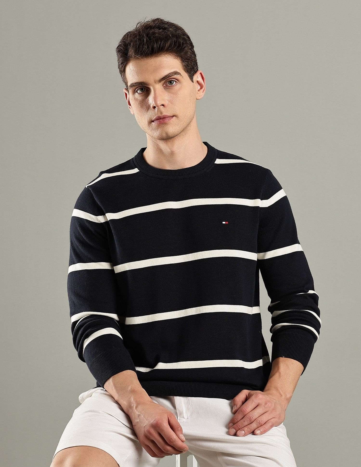 Tommy Hilfiger Striped Regular-Fit Cotton Sweater