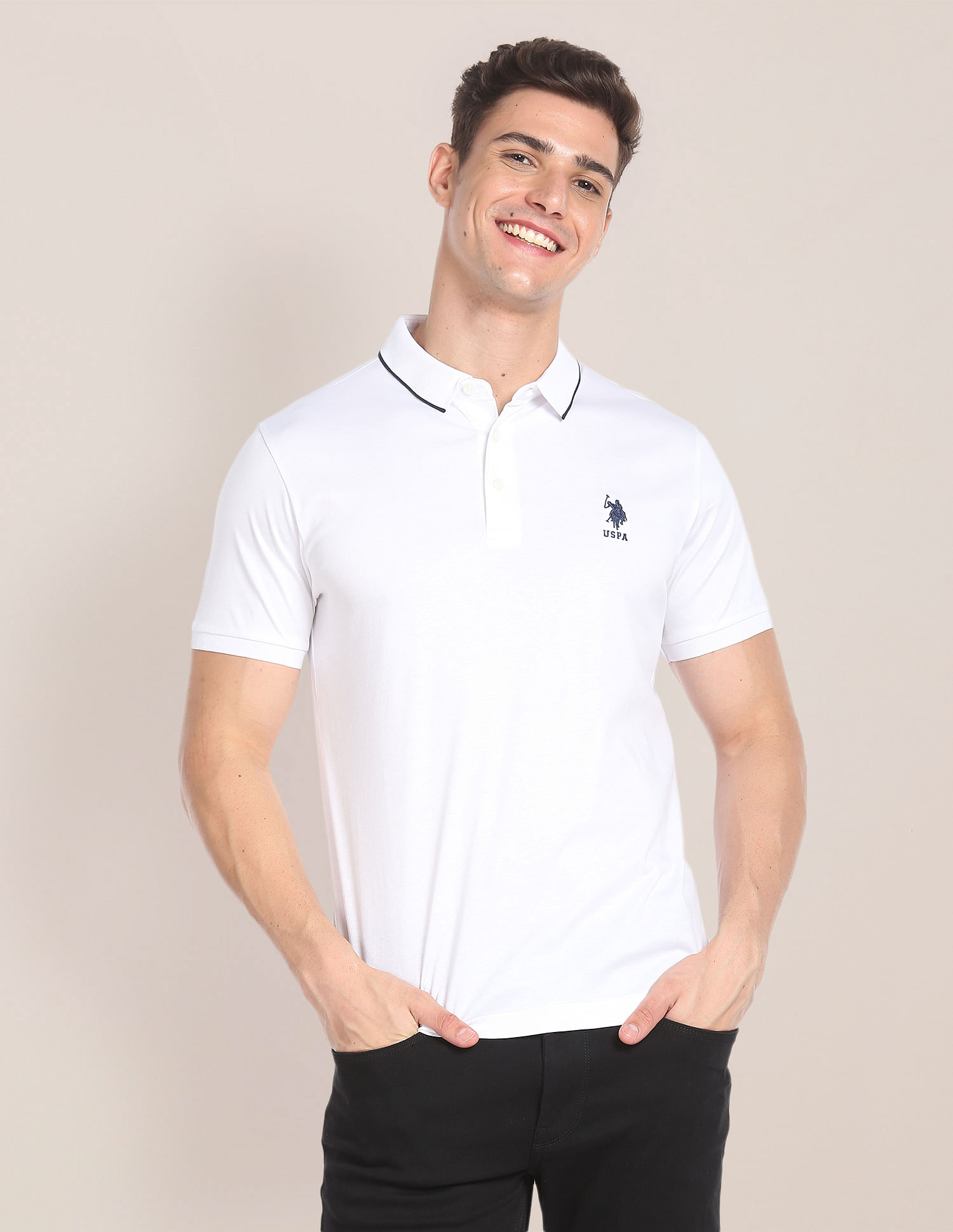 U.S. Polo Assn. Cotton Luxury Polo Shirt, White (XXL)
