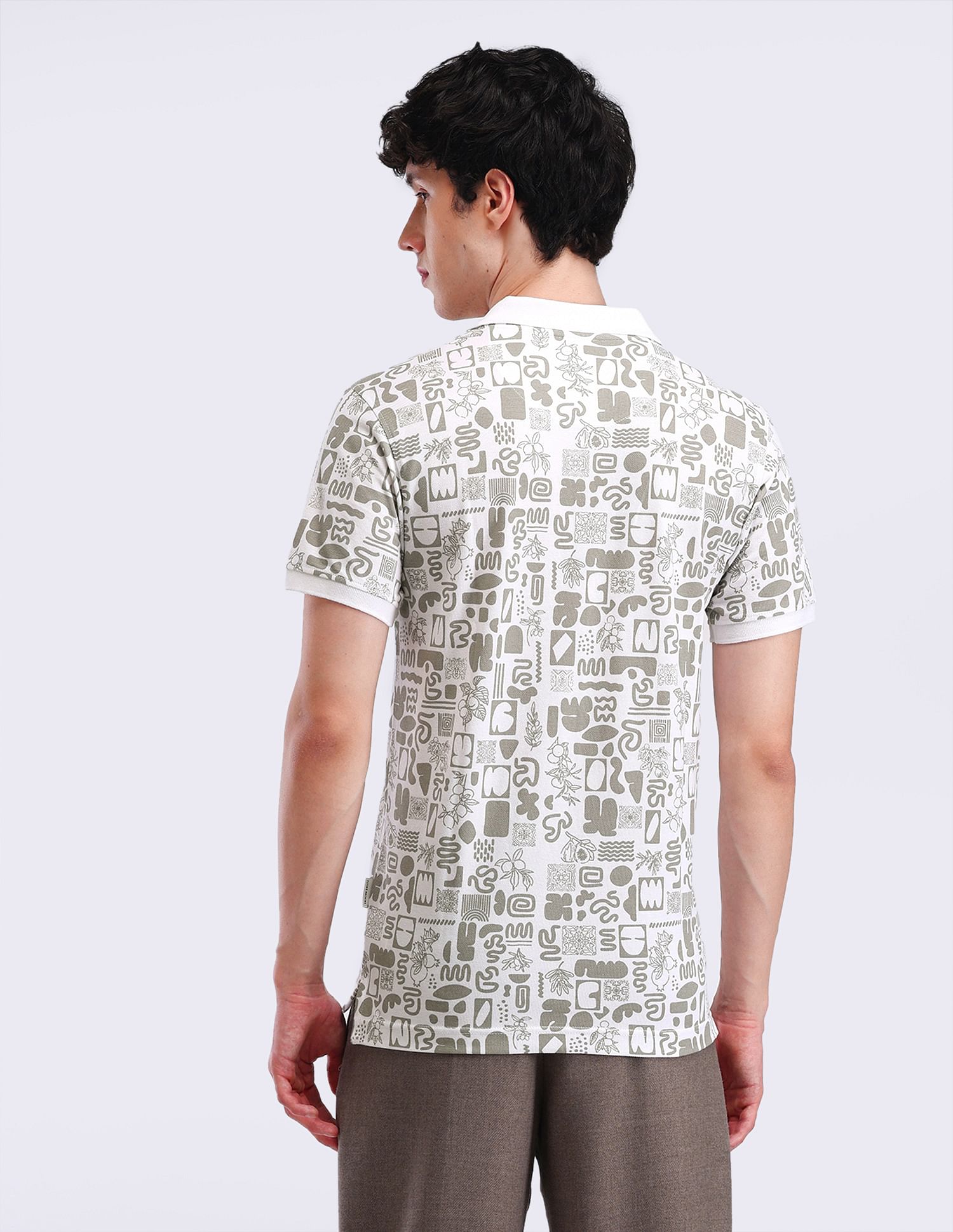 Flying Machine Abstract Print Cotton Polo Shirt