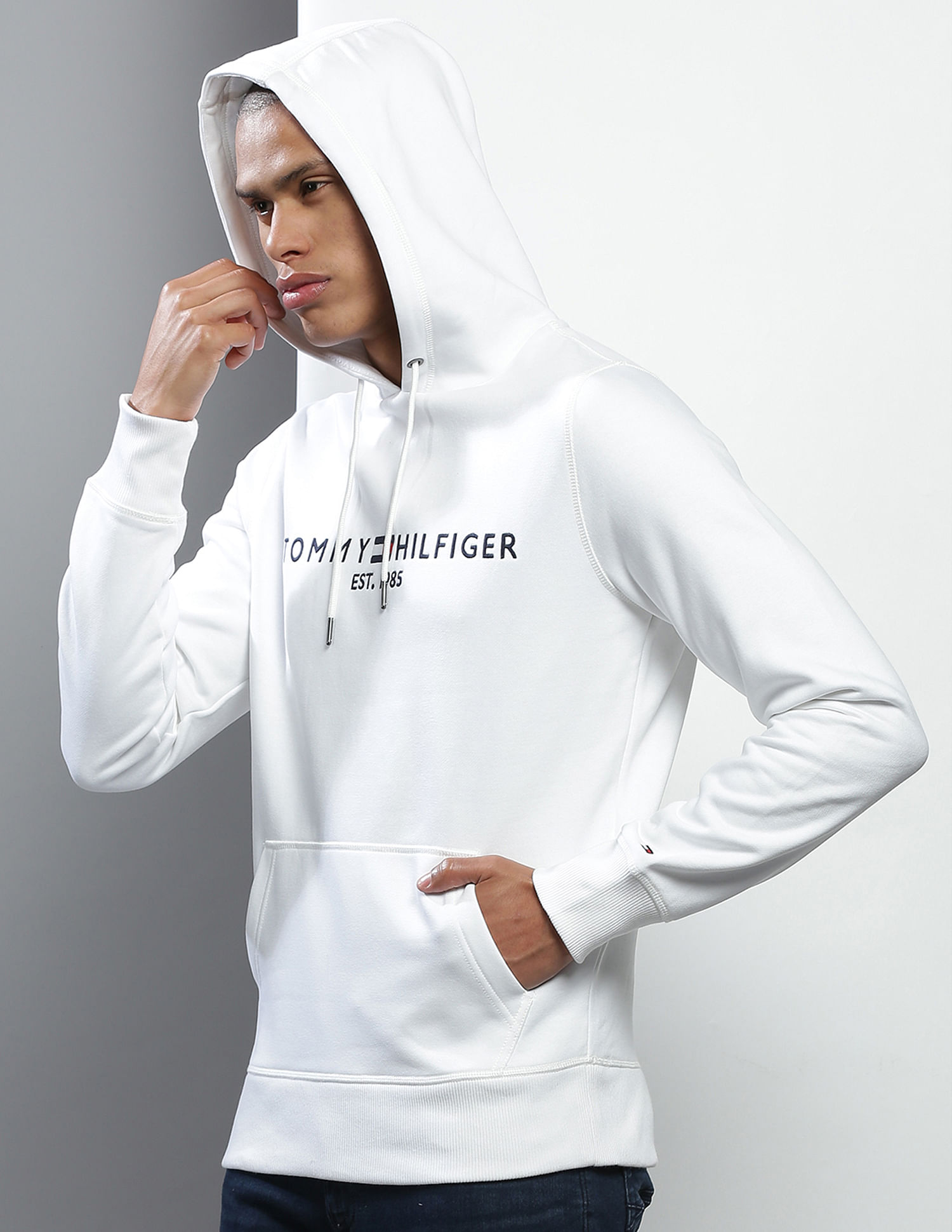 Buy Tommy Hilfiger Men White Essential Embroidered Monogram Sweatshirt -  NNNOW.com