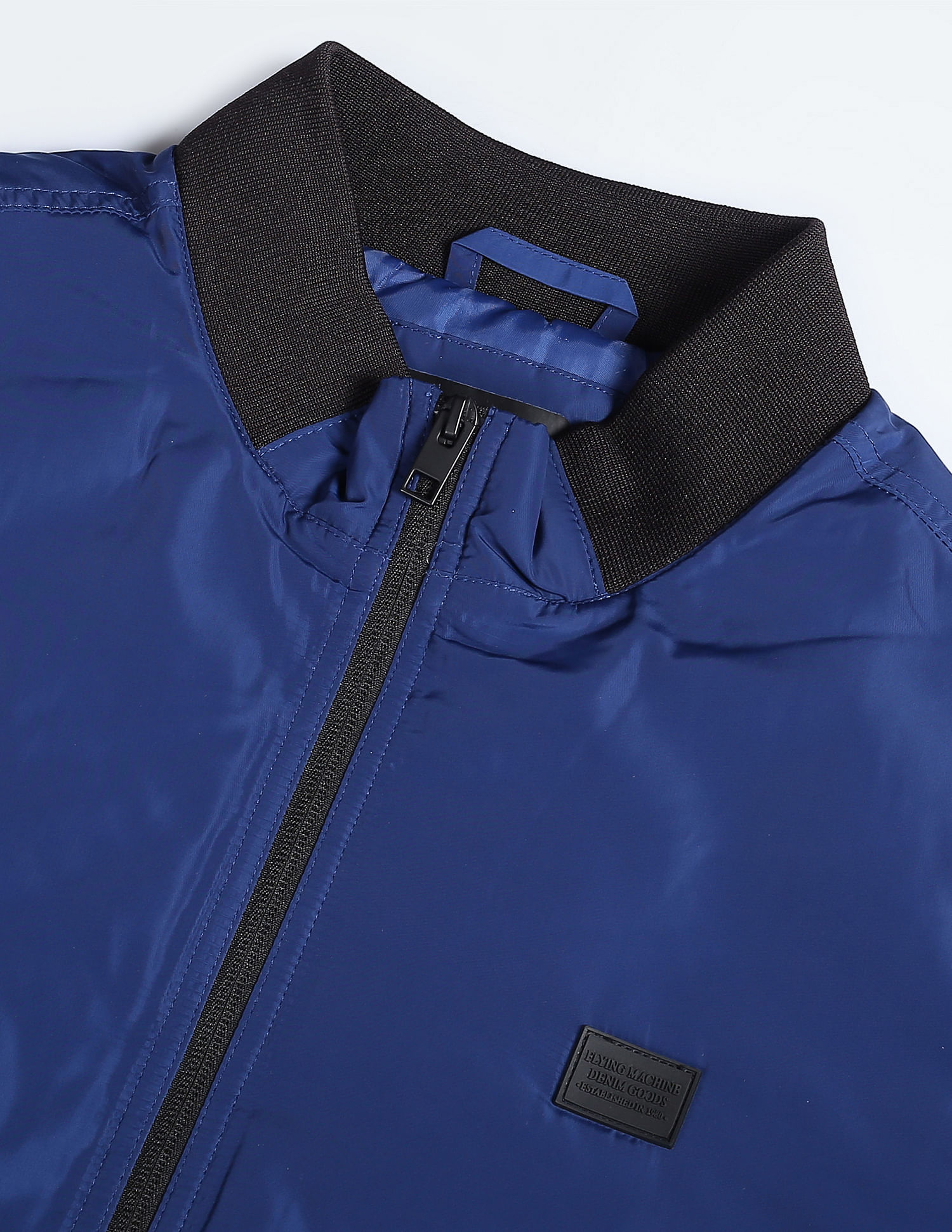 Flying Machine Stand Collar Solid Bomber Jacket