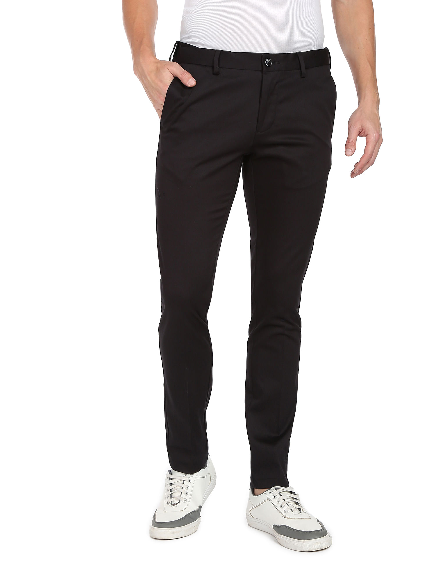 Slim Fit trousers gabardine Black | Incotex | Slowear