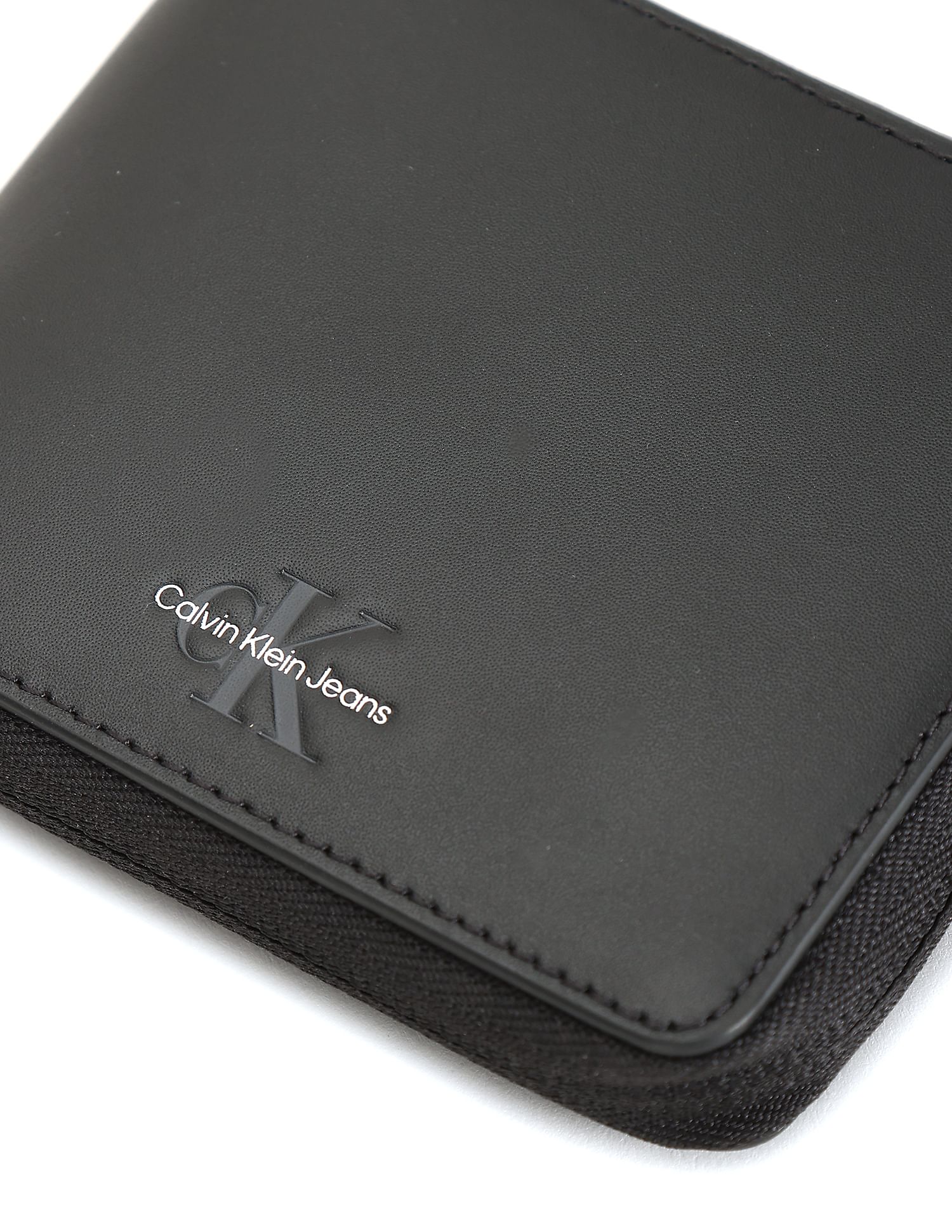 Calvin Klein Solid Leather Zip Around Wallet
