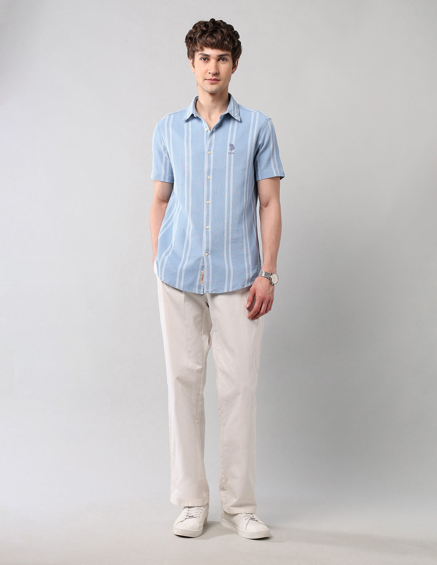 U.S. Polo Assn. Denim Co. Vertical Striped Pure Cotton Shirt