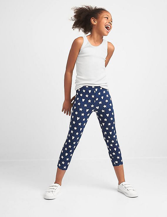 Buy GAP Girls Girls Blue Print Stretch Jersey Capris NNNOW