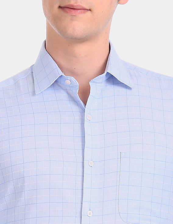 Arrow French Placket Long Sleeve Check Formal Shirt
