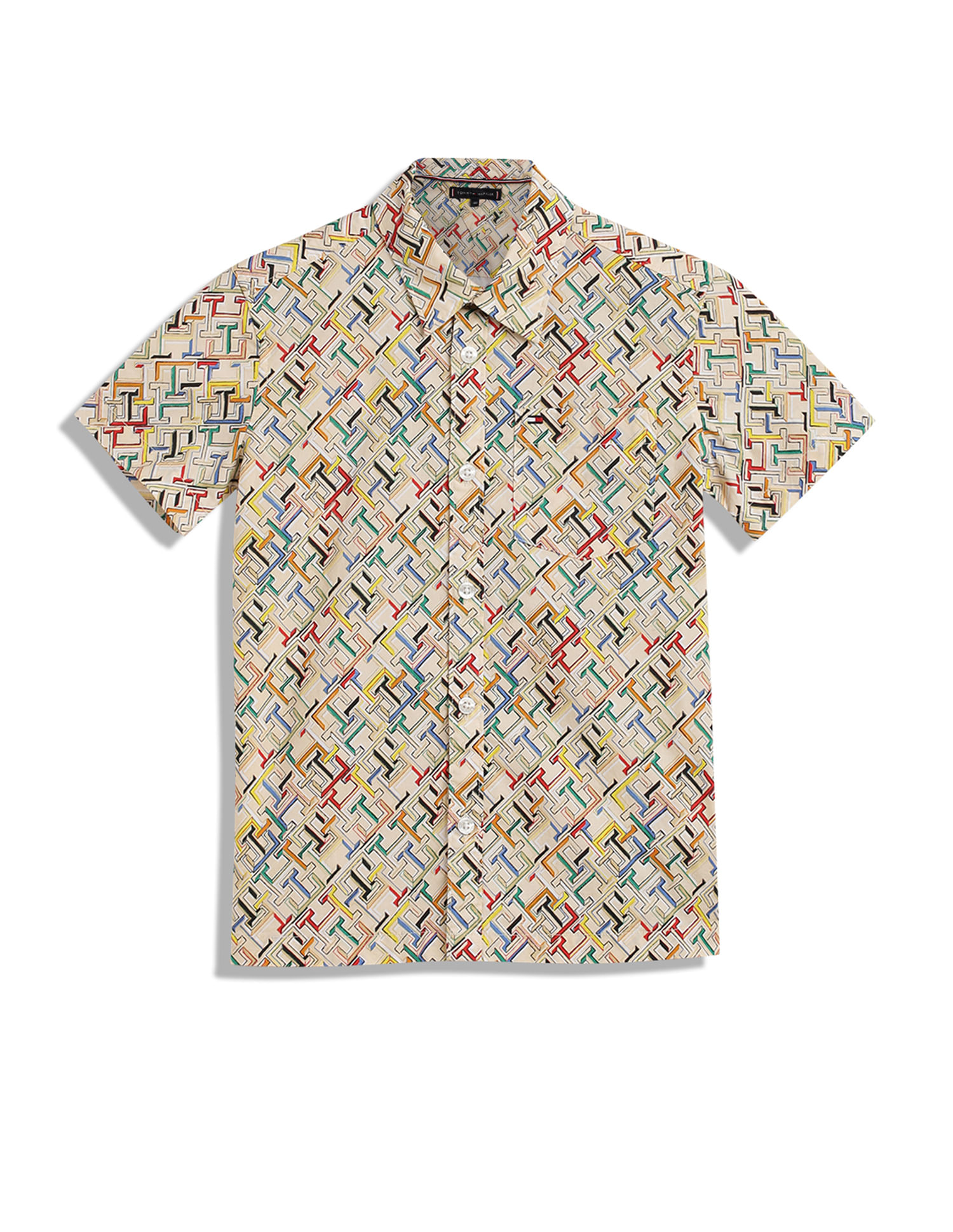 Tommy Hilfiger Kids Boys Monogram Print Poplin Shirt