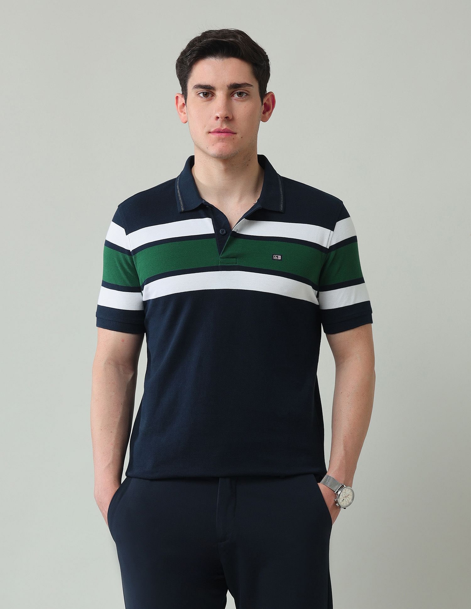 Arrow Sport Horizontal Striped Regular Fit Polo Shirt