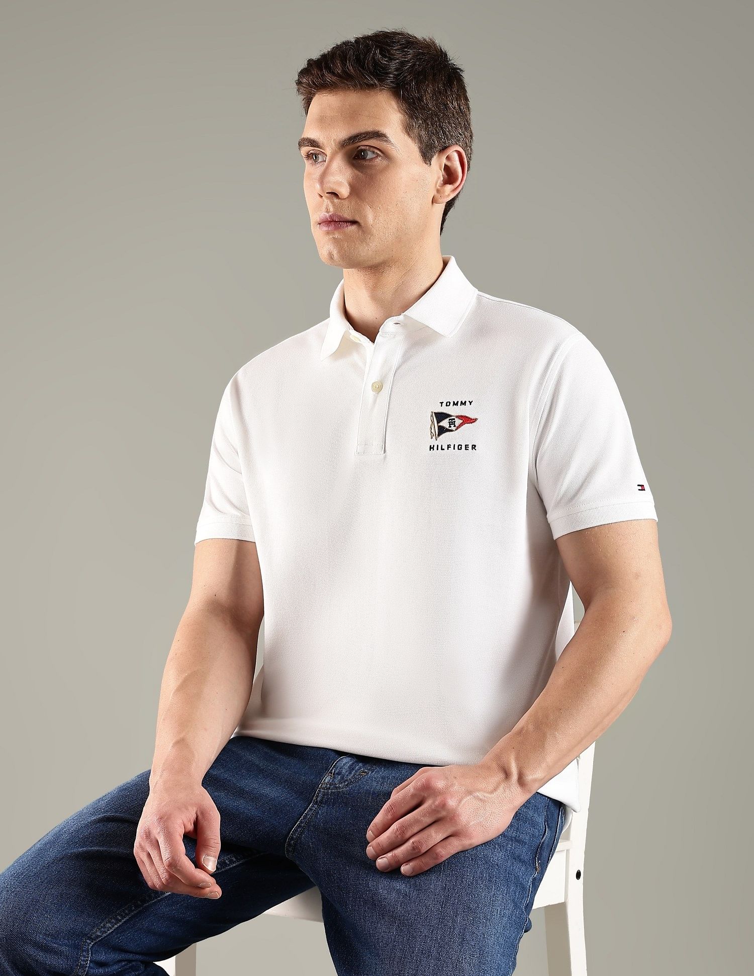 Tommy Hilfiger Solid Regular Fit Cotton Polo T-Shirt