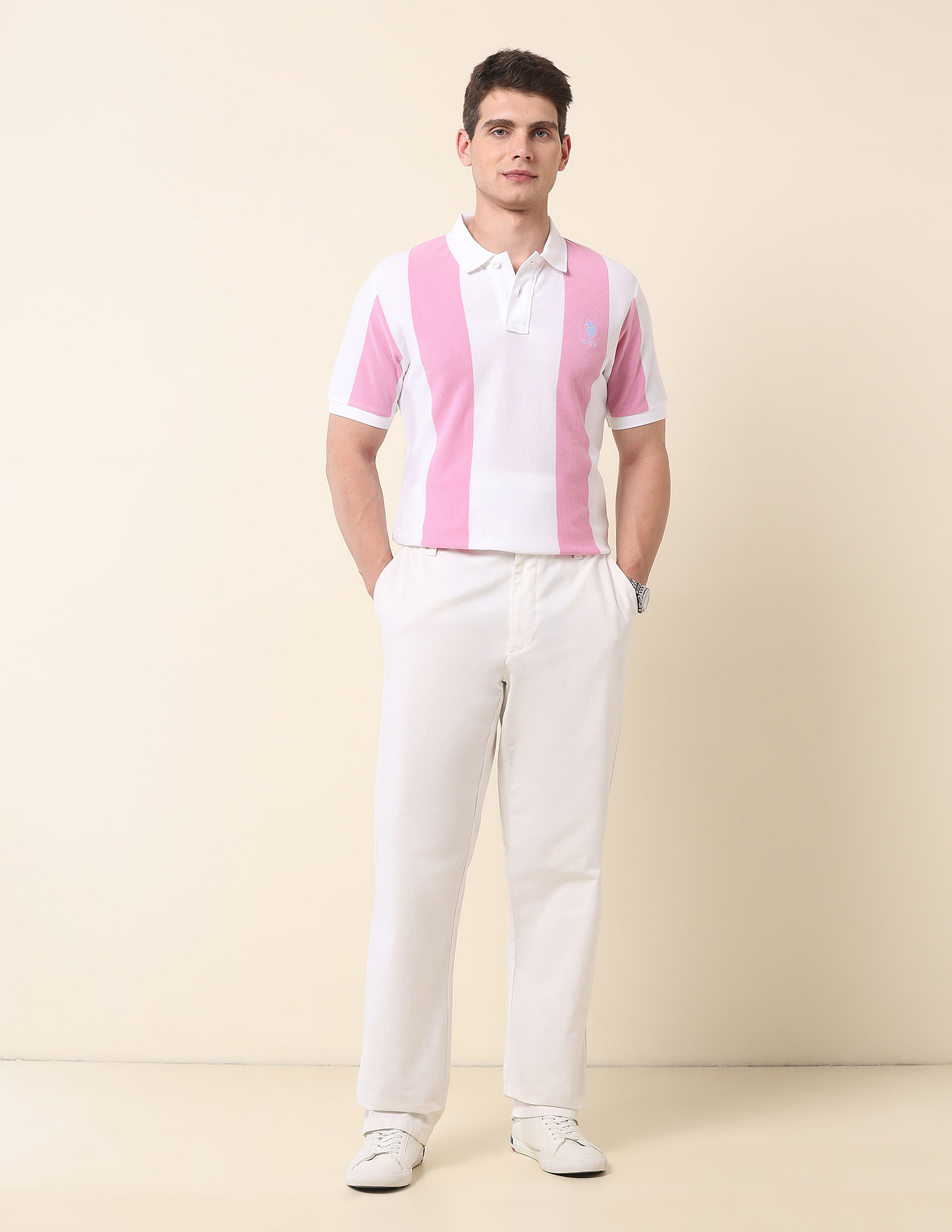 U.S. Polo Assn. Vertical Striped Summer Splash Polo Shirt
