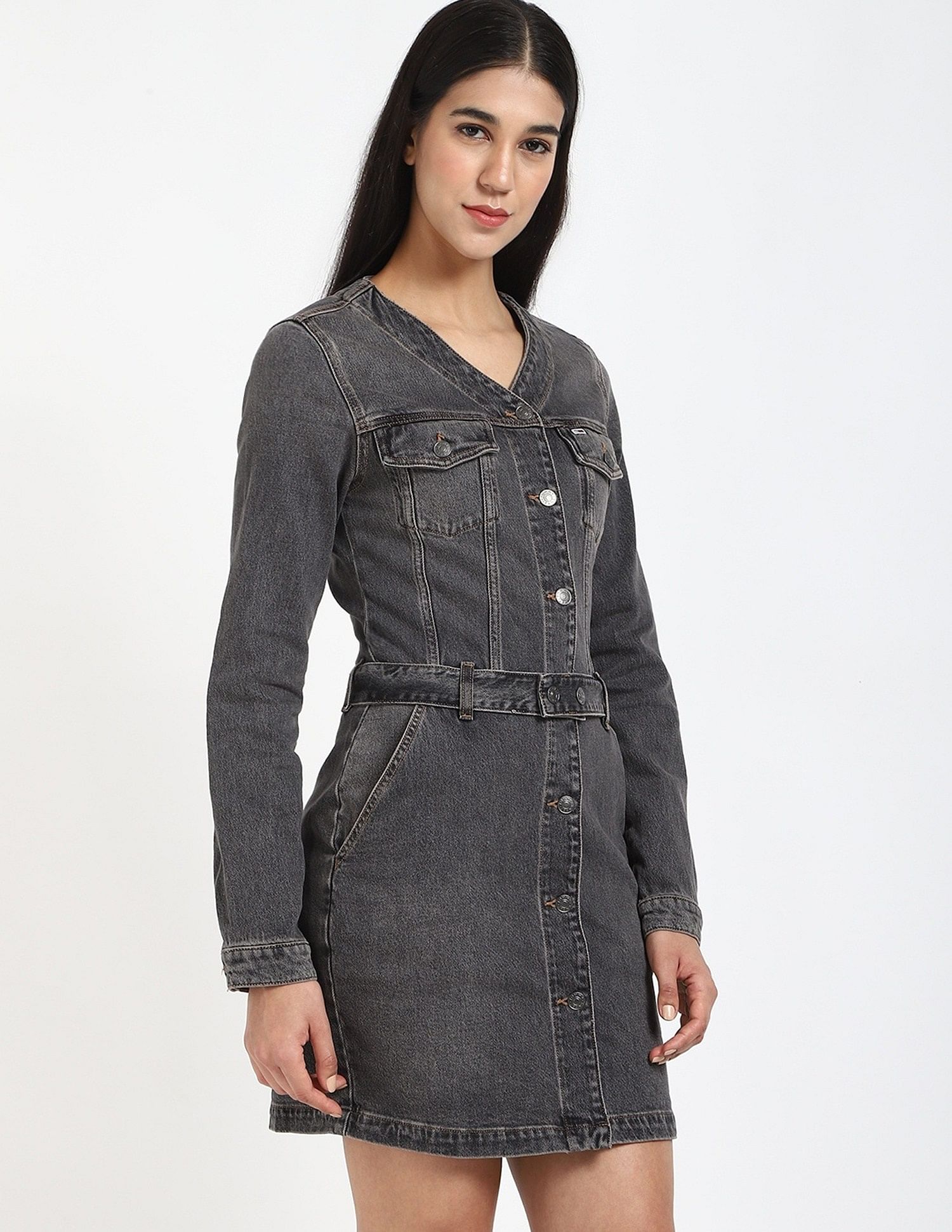 Tommy Hilfiger Cotton V-Neck Denim Dress