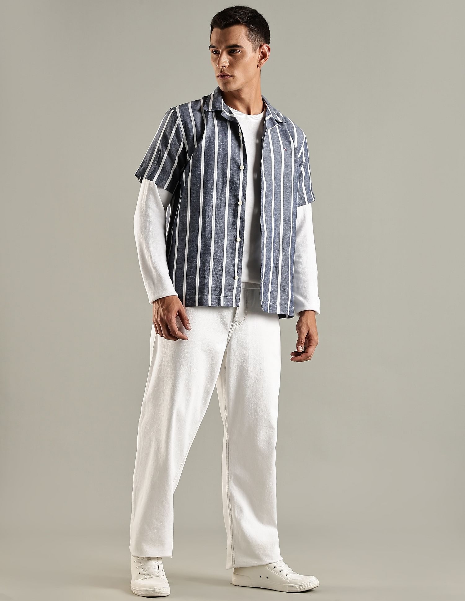 Tommy Hilfiger Striped Regular Fit Cotton Shirt