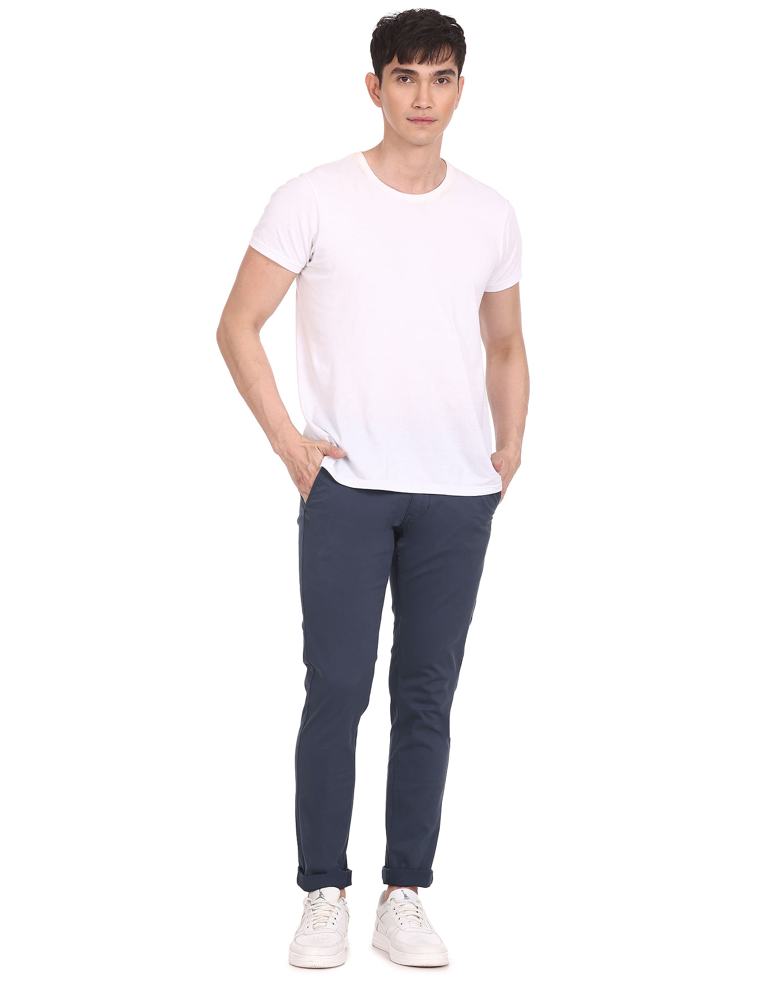 Flying Machine Mid Rise Solid Trousers