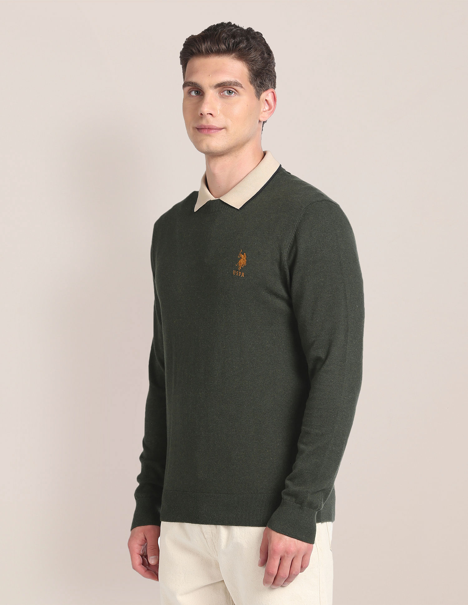 U.S. Polo Assn. Crew Neck Heathered Sweater