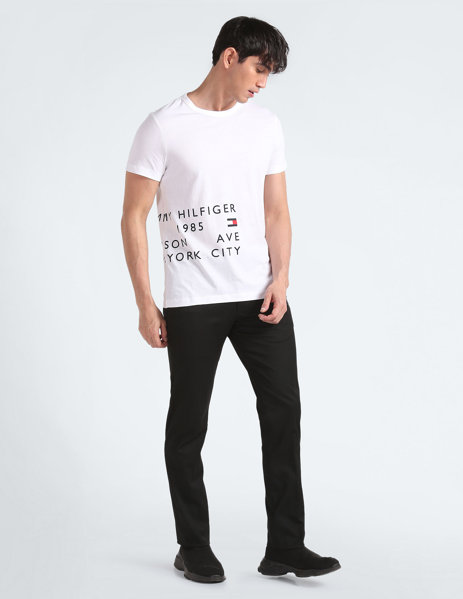 Tommy Hilfiger Organic Cotton Placement Typographic Print T-Shirt