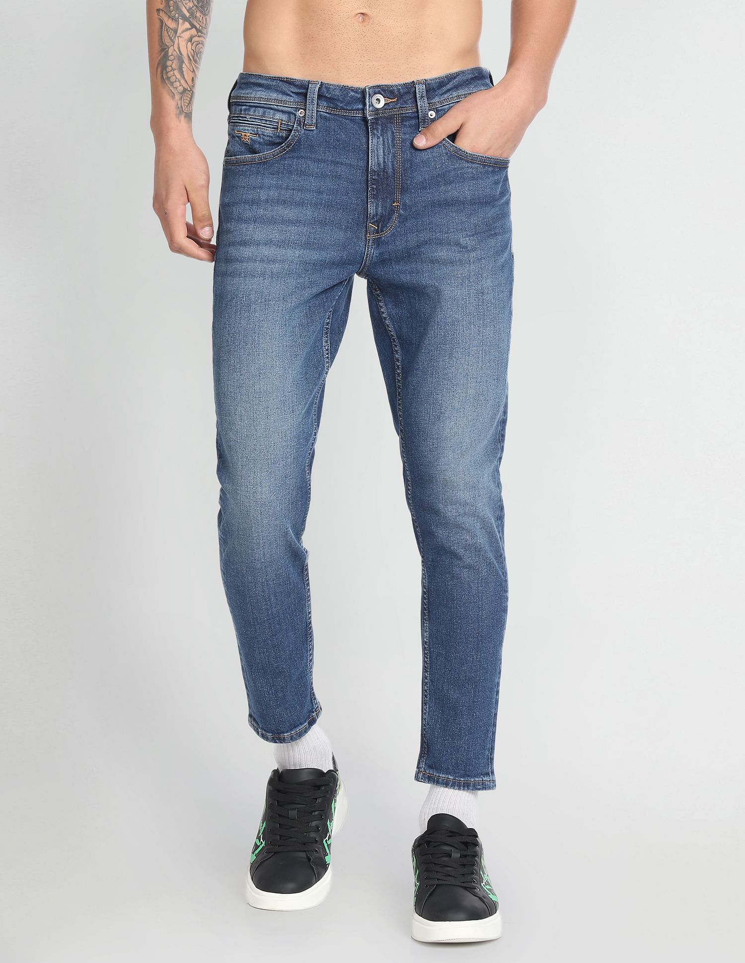 Flying Machine Mankle Relax Tapered Fit High Rise Jeans