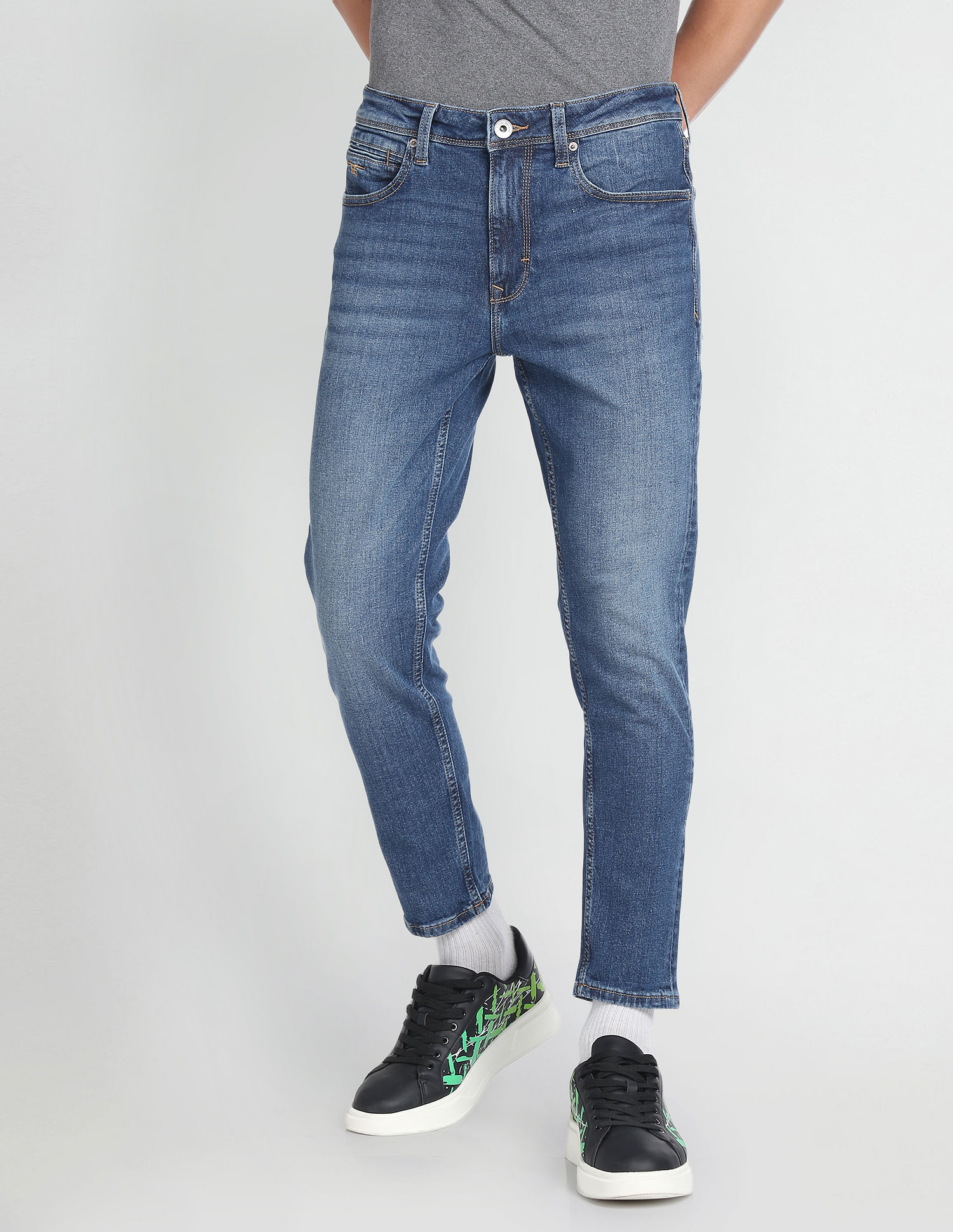 Flying Machine Mankle Relax Tapered Fit High Rise Jeans
