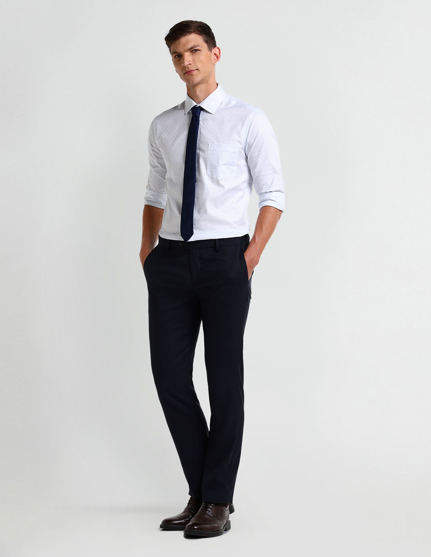 Arrow Grid Tattersall Checked Cotton Shirt