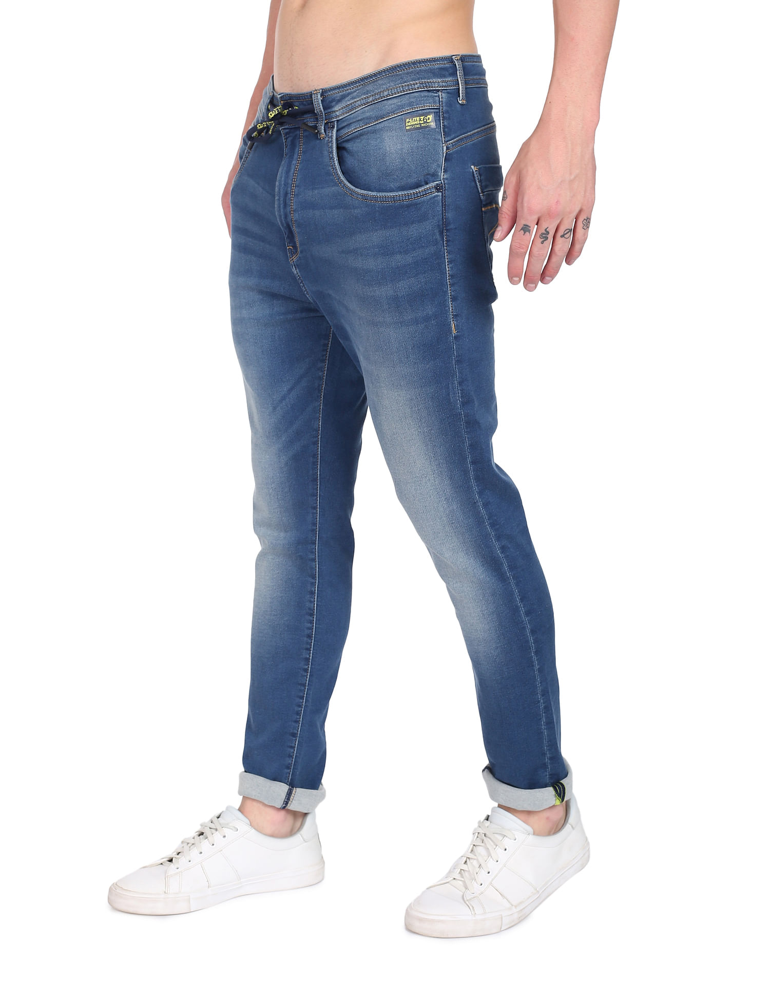 Flying Machine Mid Rise Adjustable Drawcord Tie-up Jeans