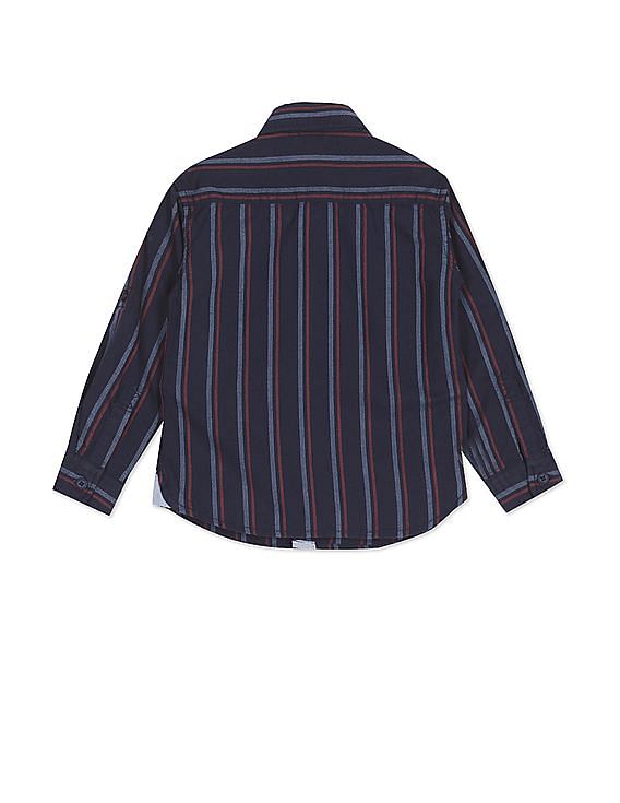 U.S. Polo Assn. Kids Boys Vertical Stripe Oxford Weave Shirt