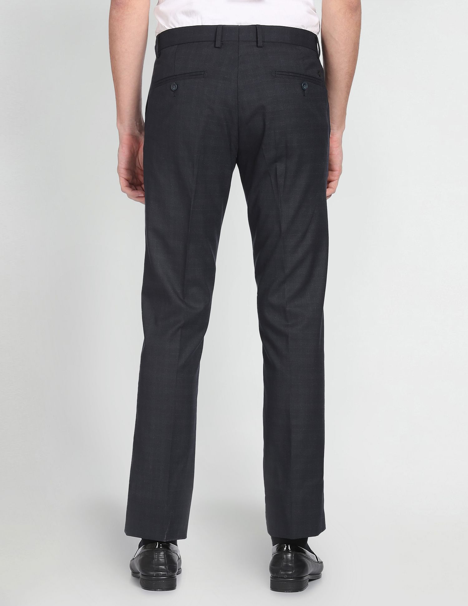 Arrow Mid Rise Checked Formal Trousers