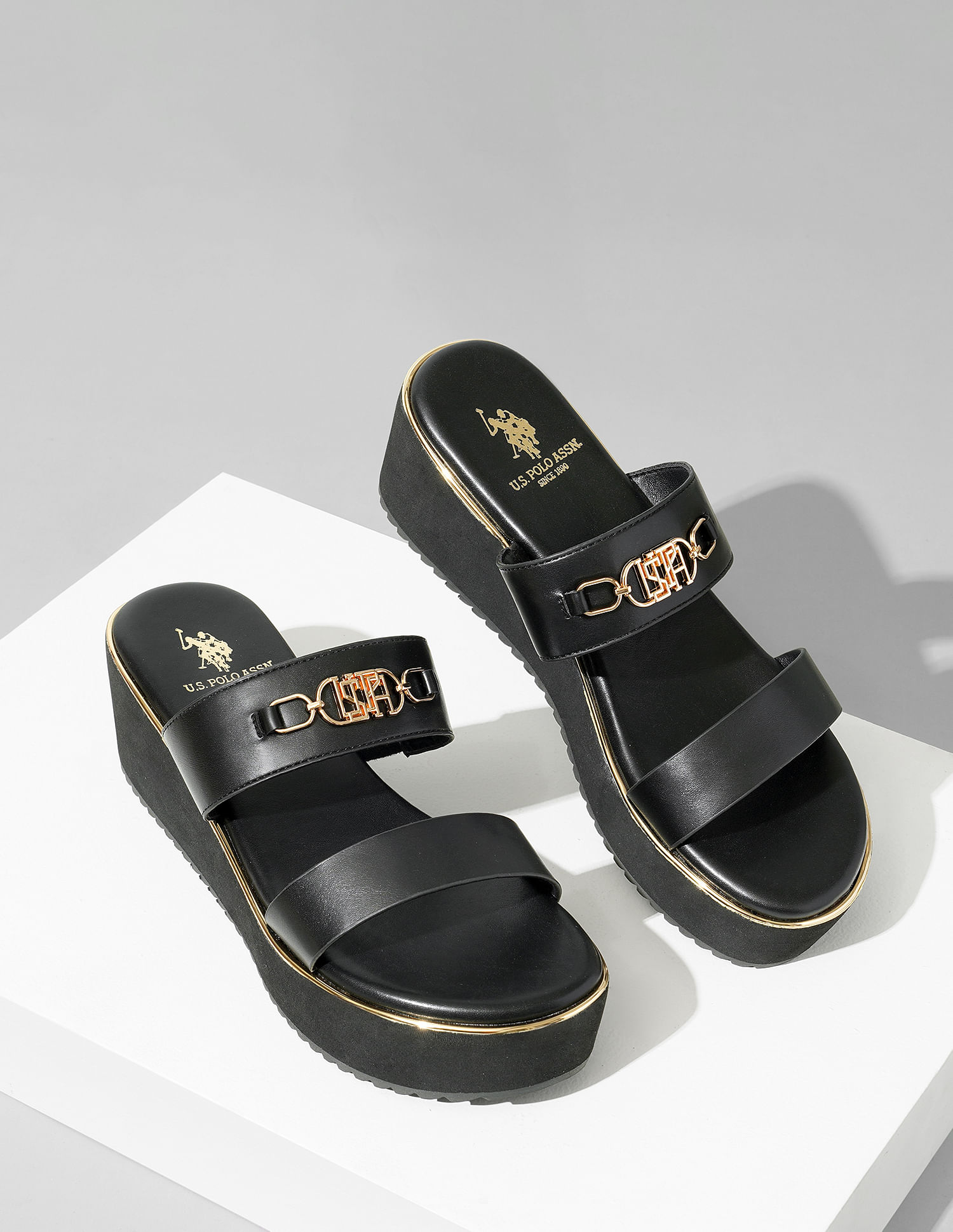 U.S. Polo Assn. Women Open Toe Elettra Wedge Sandals