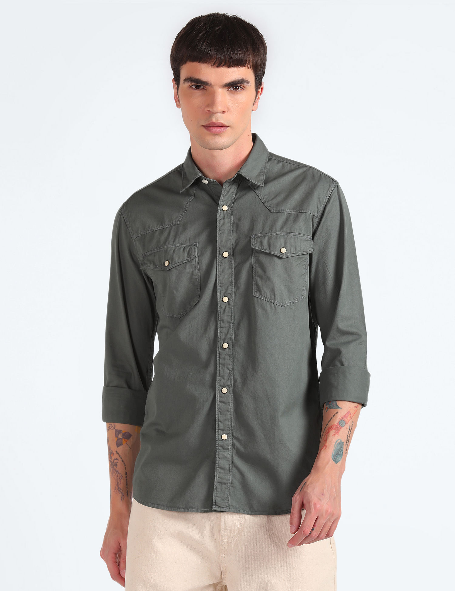 Flying Machine Western Yoke Relaxed Fit Shirt