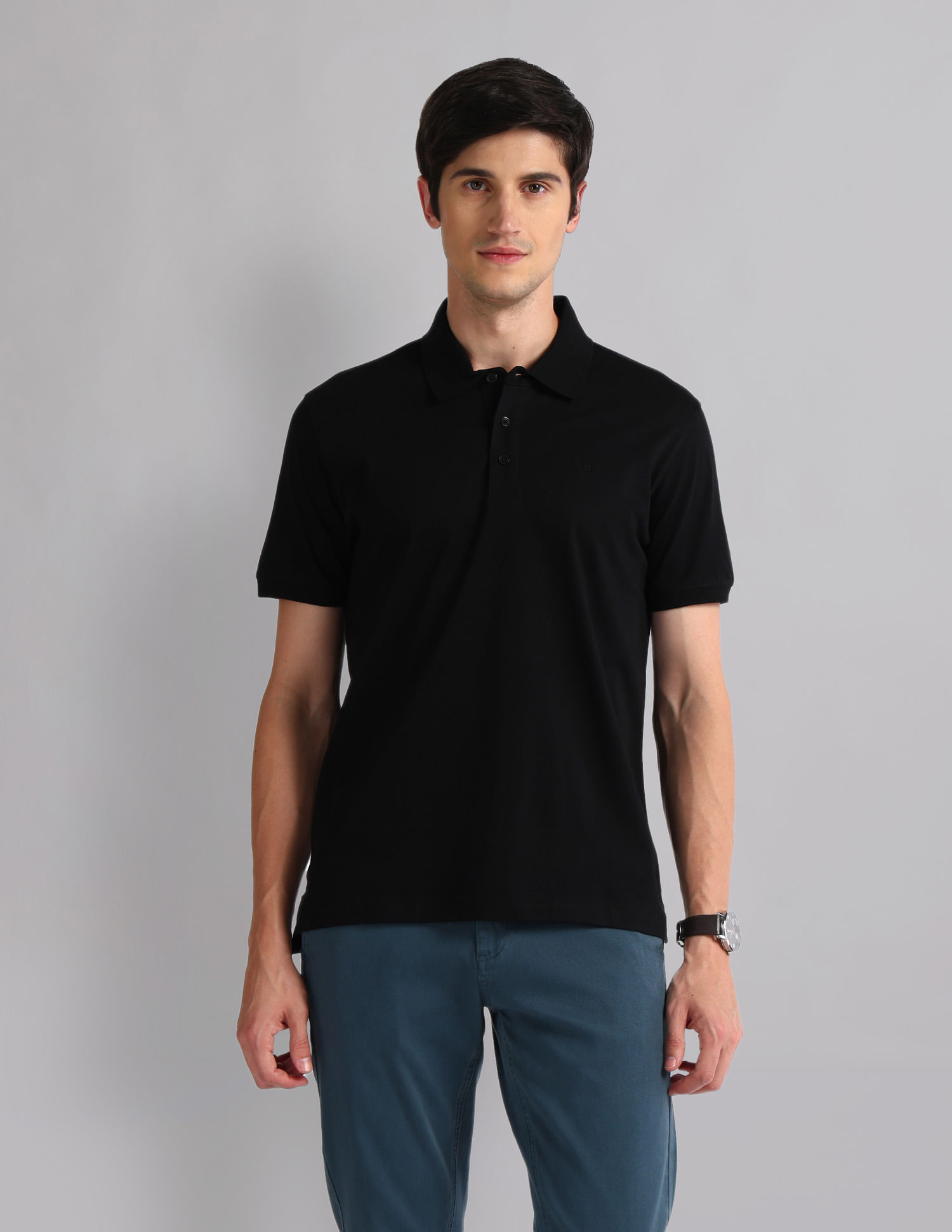 AD by Arvind Slim Fit Mercerised Polo Shirt