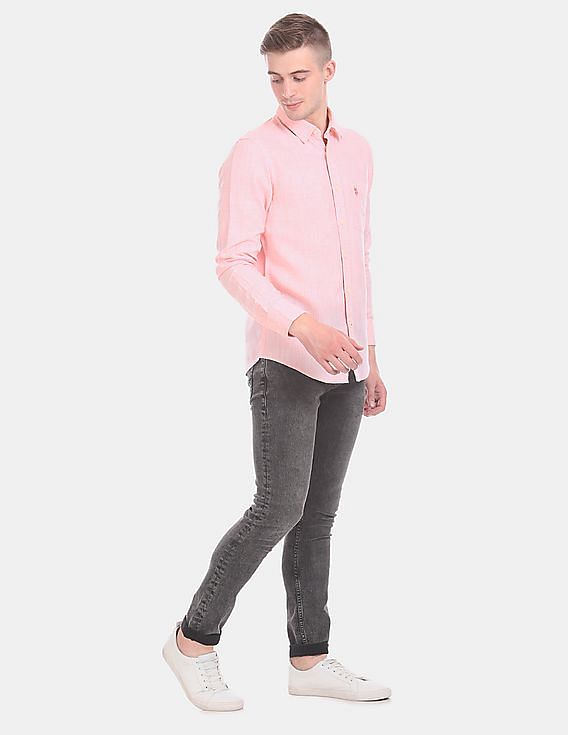 U.S. Polo Assn. Long Sleeve Cotton Lyocell Linen Casual Shirt