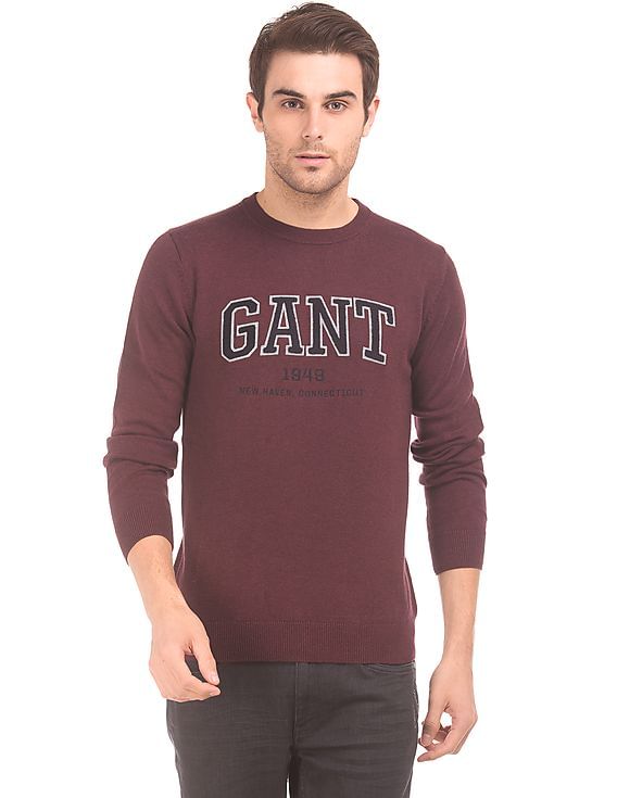 Buy Gant Men Brand Applique Crew Neck Sweater