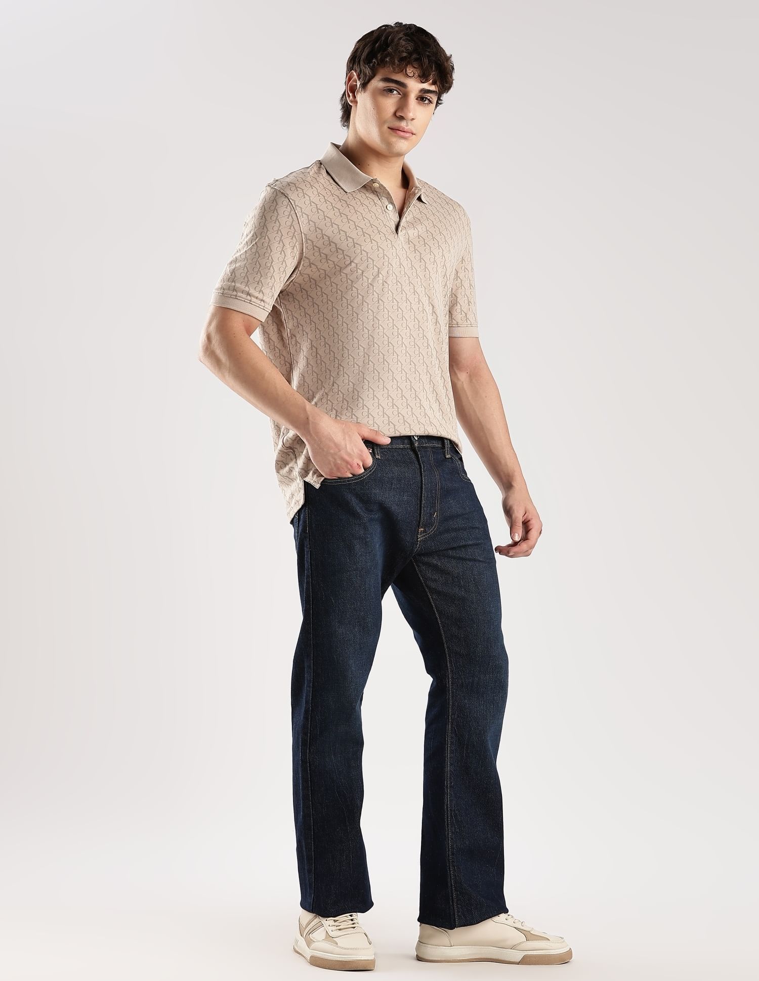 Calvin Klein Jeans Logo Regular-Fit Cotton Polo T-Shirt