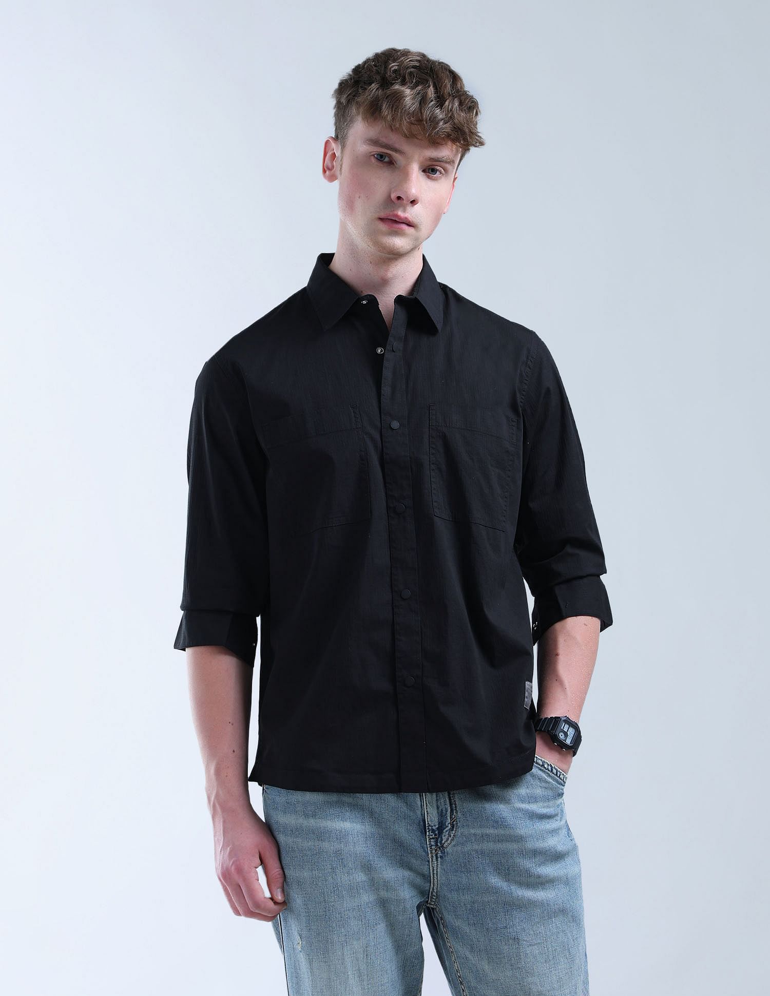 Flying Machine Regular Fit Textured Digitopia Shirt