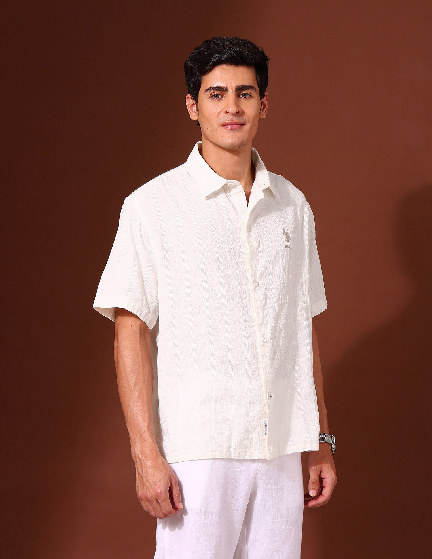 U.S. Polo Assn. Textured Pure Cotton Shirt