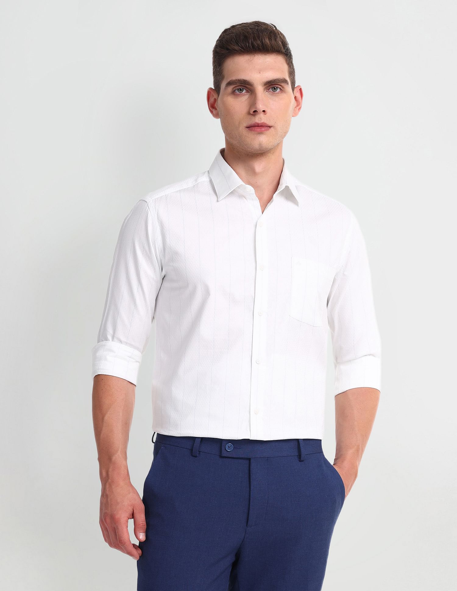 Arrow Vertical Stripes Slim Fit Shirt