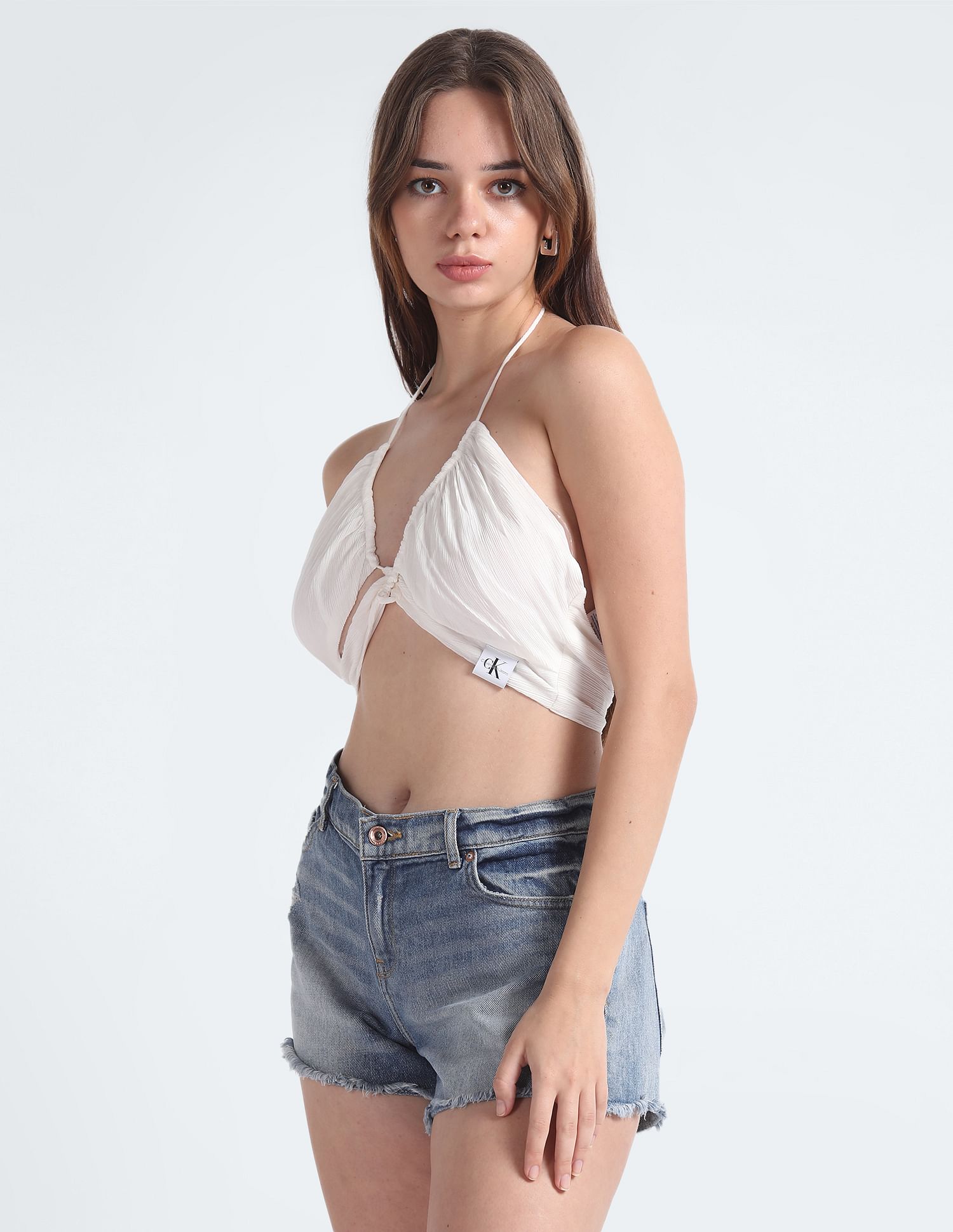 Calvin Klein Jeans Wrap Strappy Crinkle Bra Top