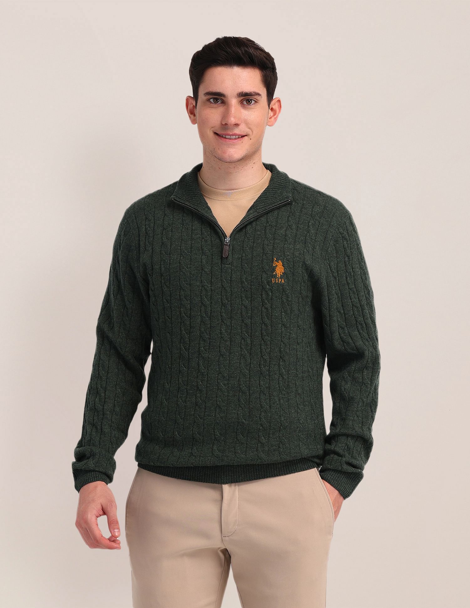 Buy U.S. Polo Assn. High Neck Zipper Sweater NNNOW