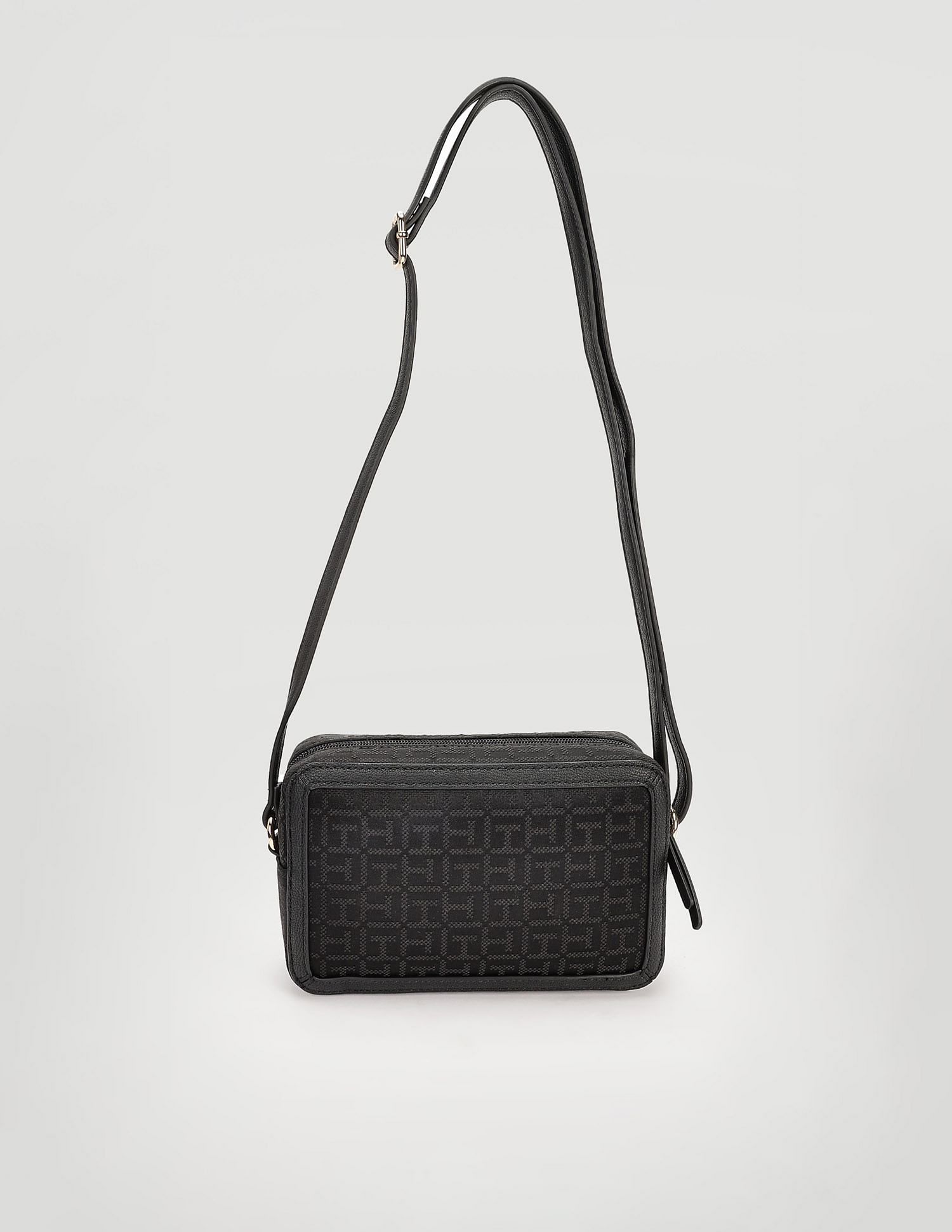 Tommy Hilfiger Printed Black Polyester Sling Bags