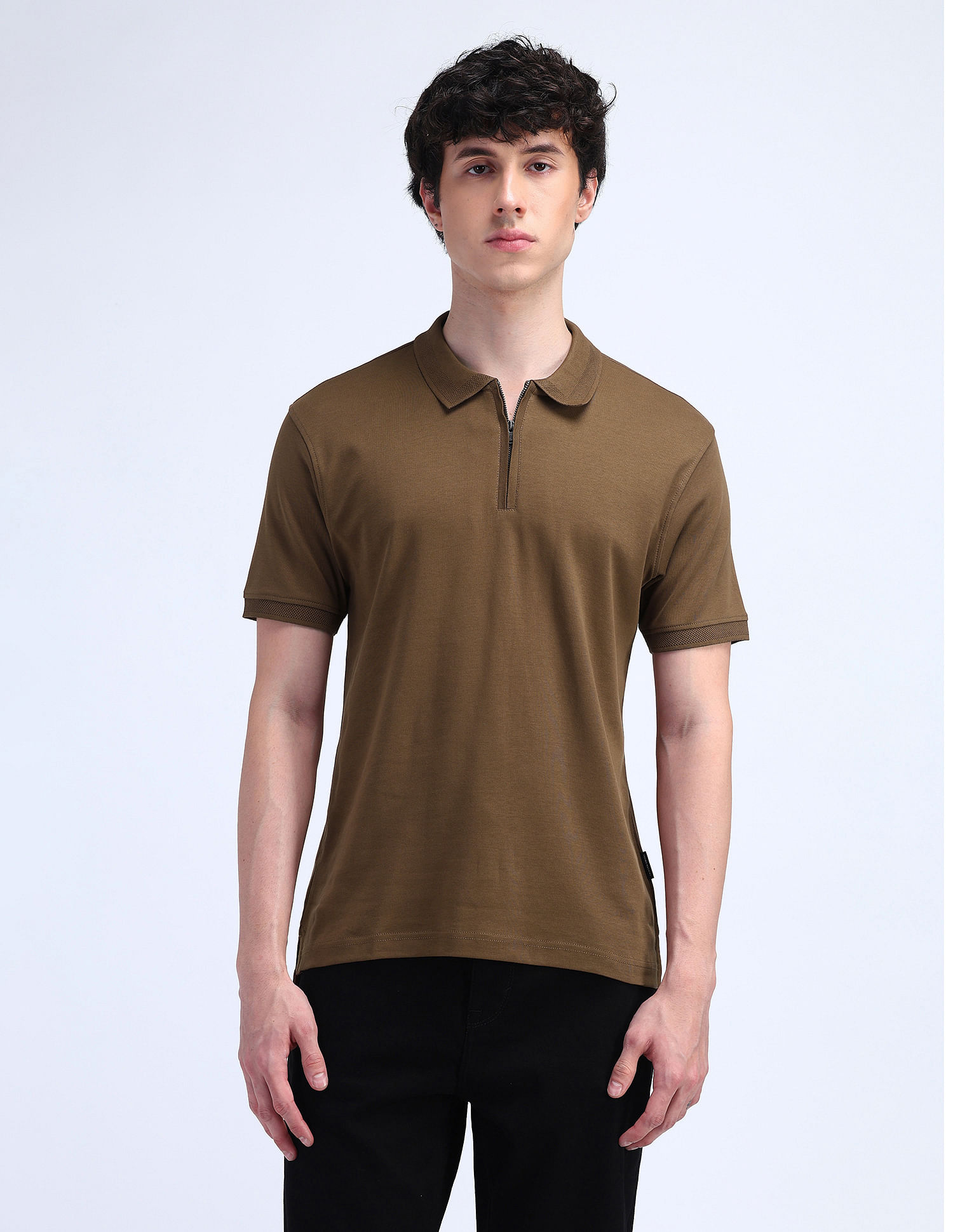 Flying Machine Solid Regular Cotton Polo Shirt