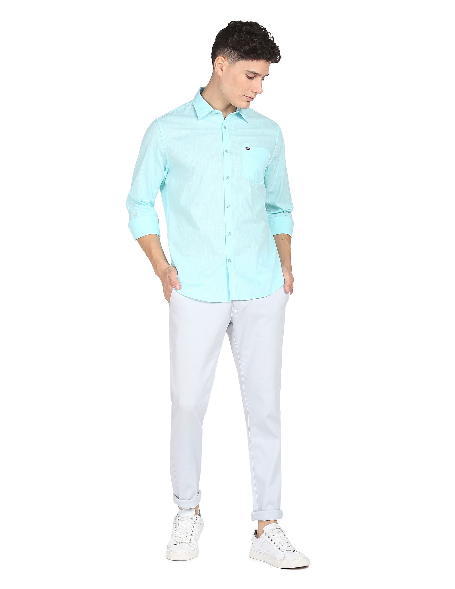 AD by Arvind Modern Slim Fit Solid Casual Shirt