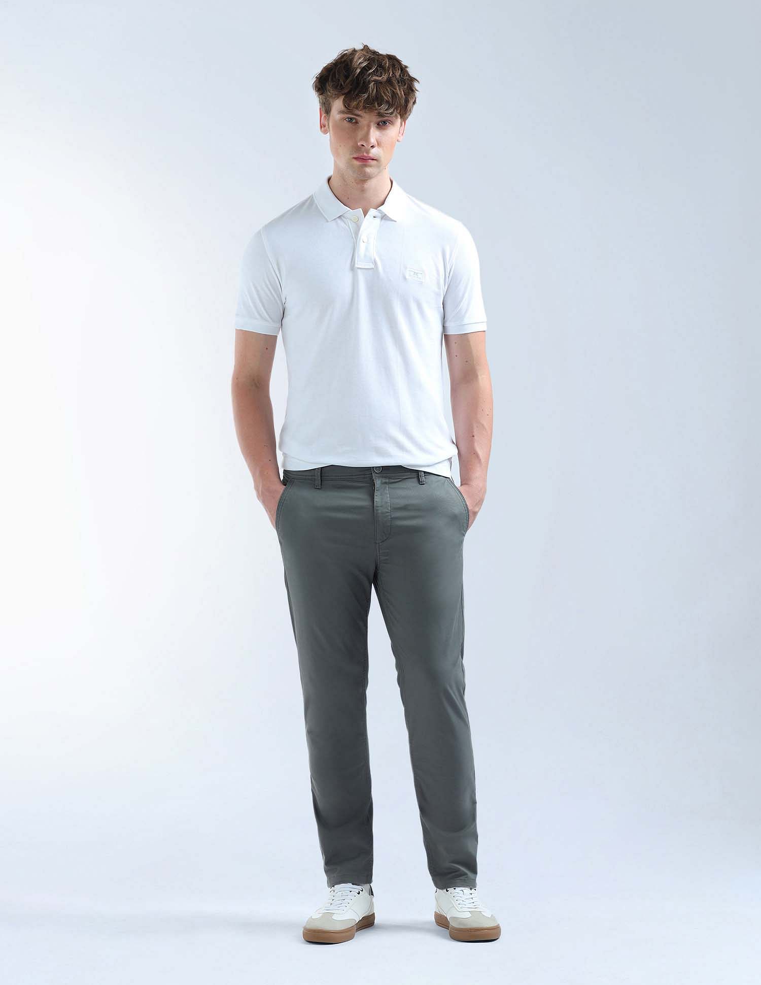 Flying Machine Mid Rise Slash Slim Tapered Fit Trouser
