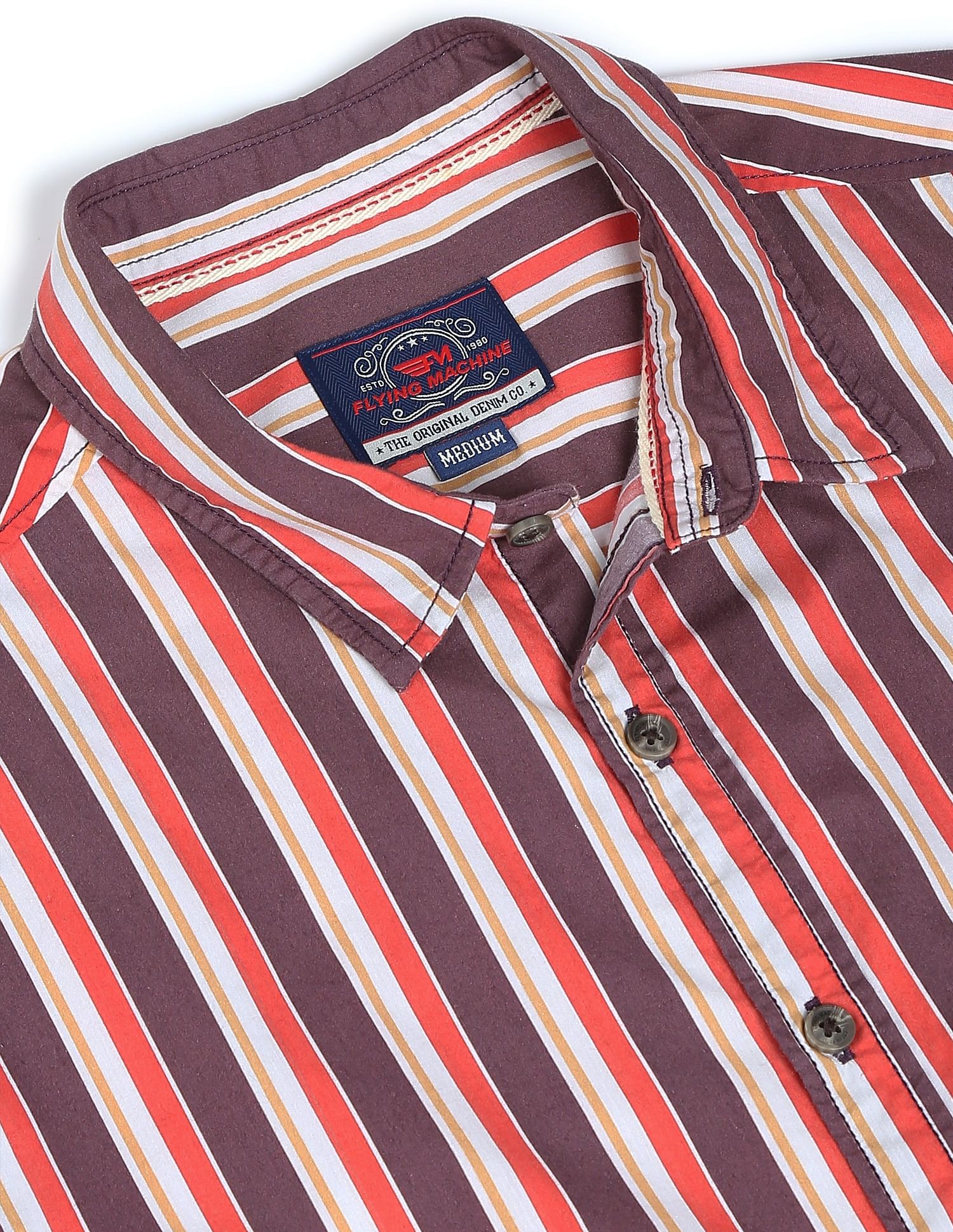 Flying Machine Vertical Stripe Cotton Shirt