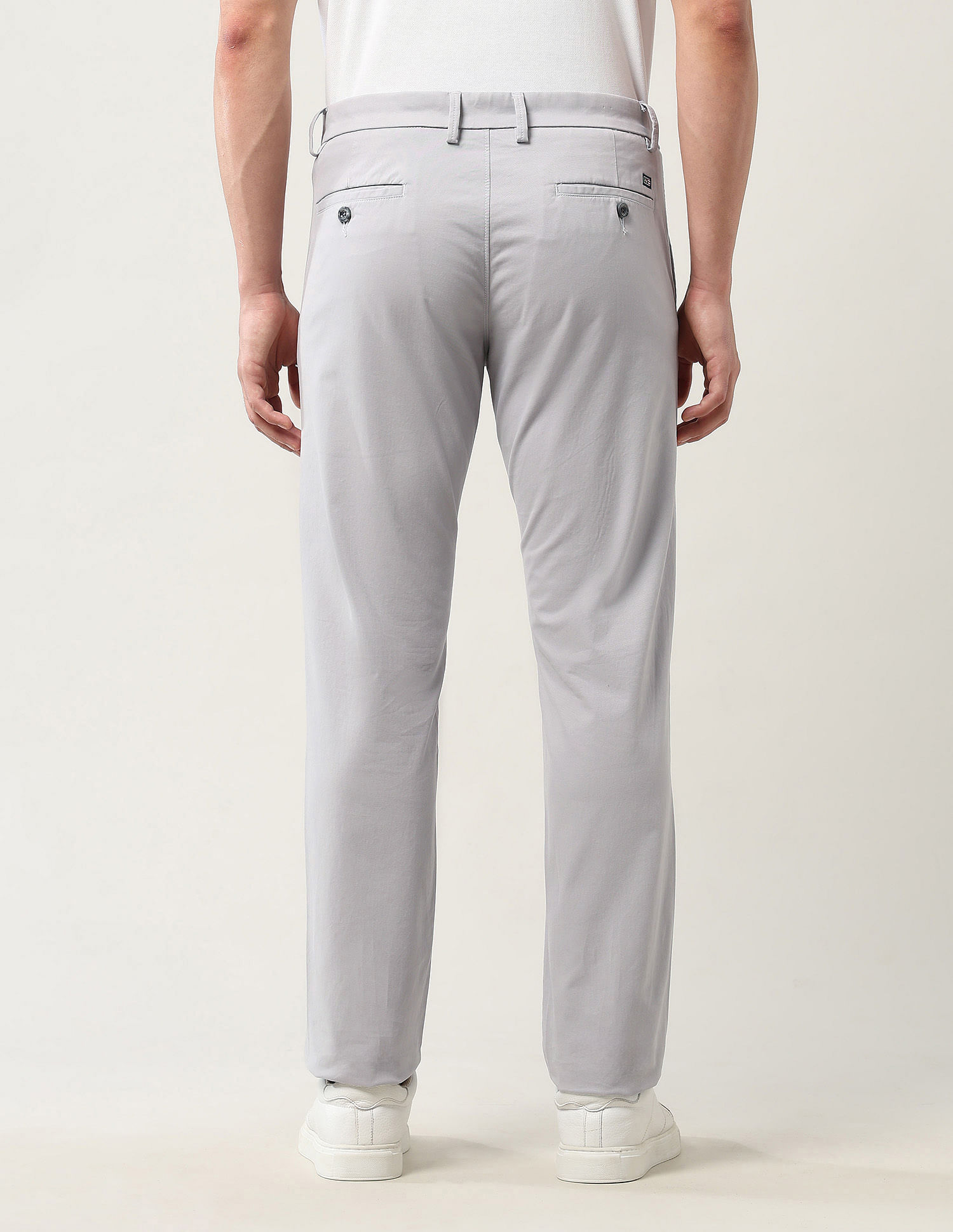 Arrow Sport Solid Mid Rise Slim Fit Trousers