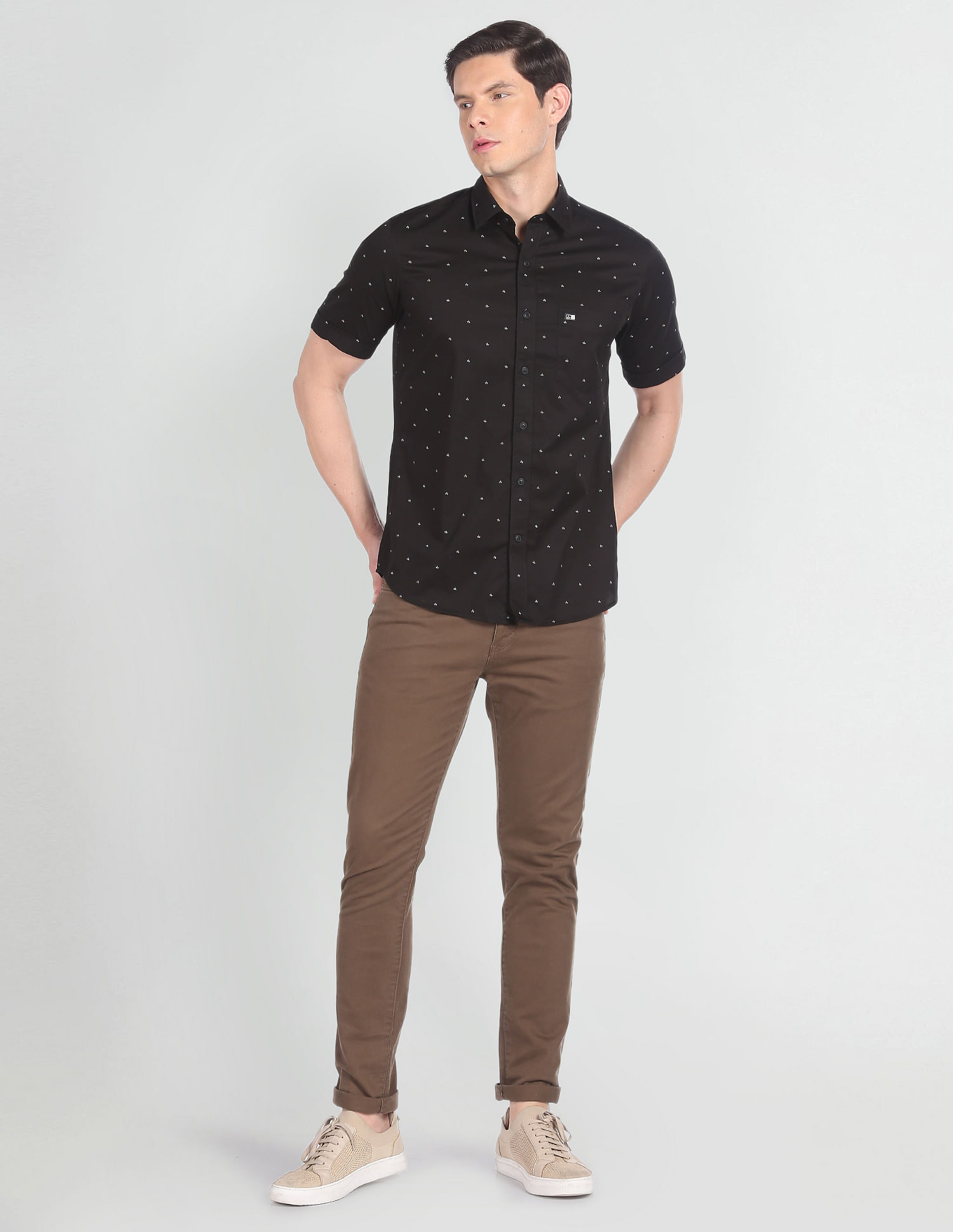 Arrow Sports Brand Print Twill Casual Shirt
