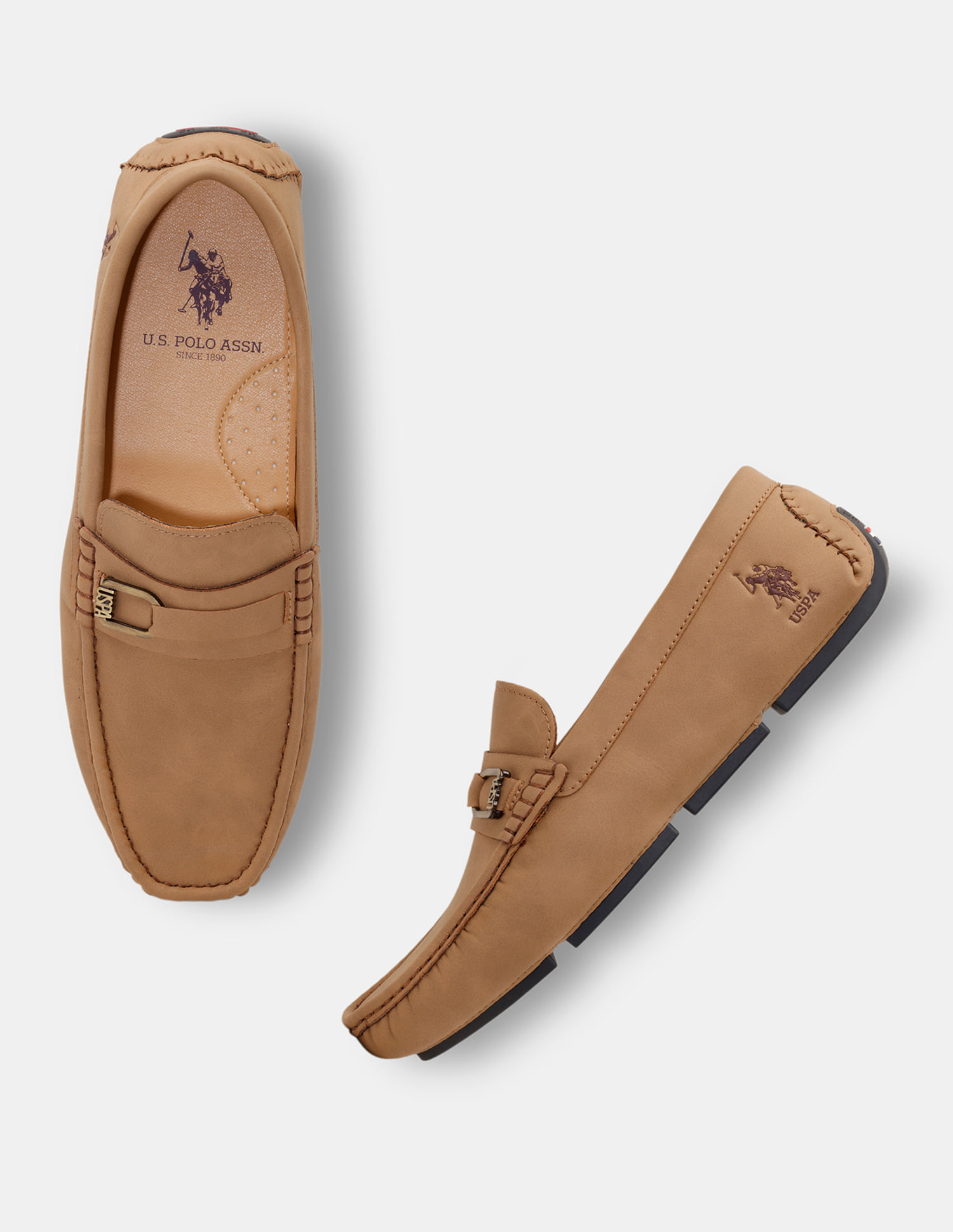U.S. Polo Assn. Men\'s Brown Loafers Buy U.S. Polo Assn. Men Perforated Leather Terren Loafers  main image 4