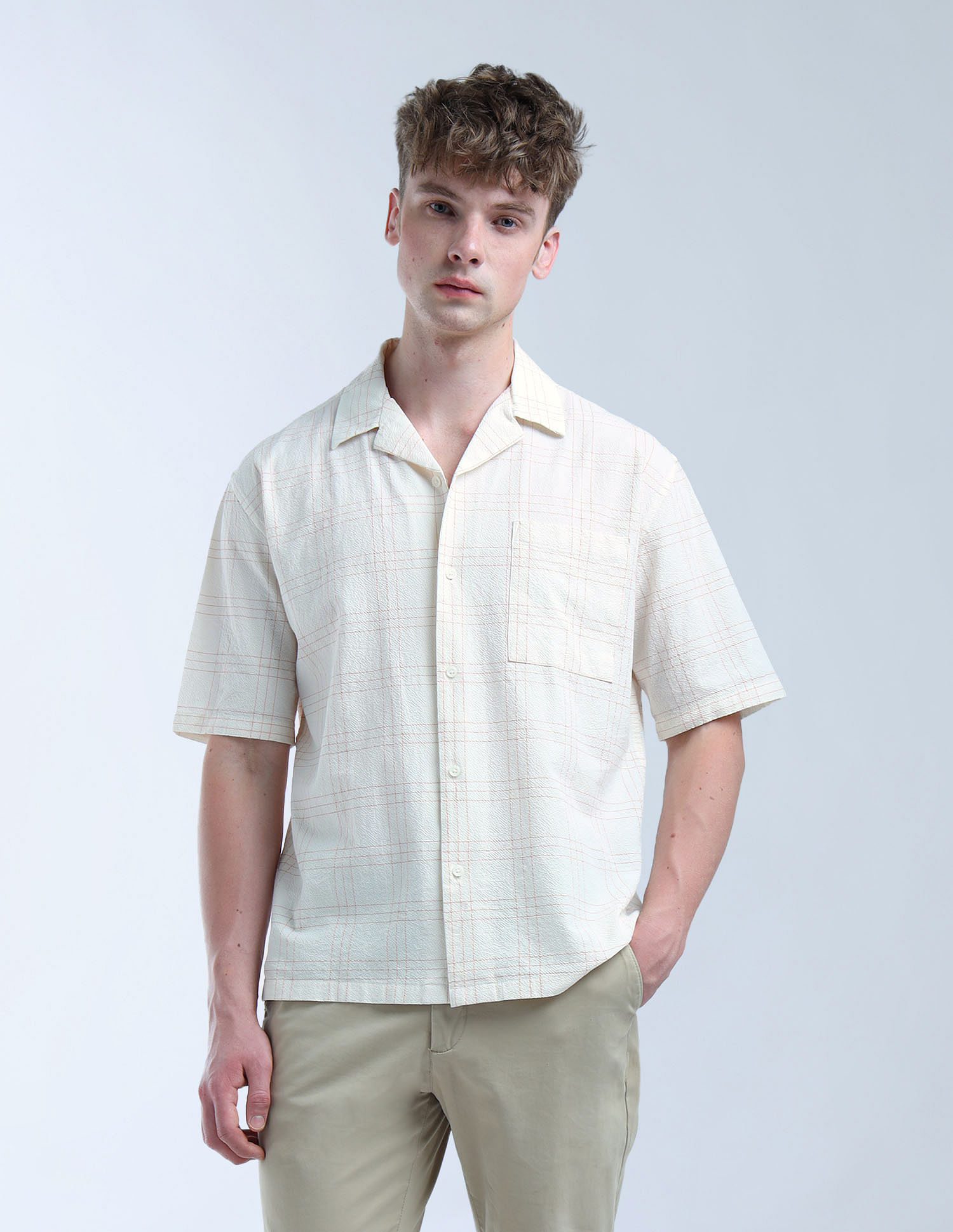 Flying Machine Grid Tattersall Checked Digitopia Oversized Shirt