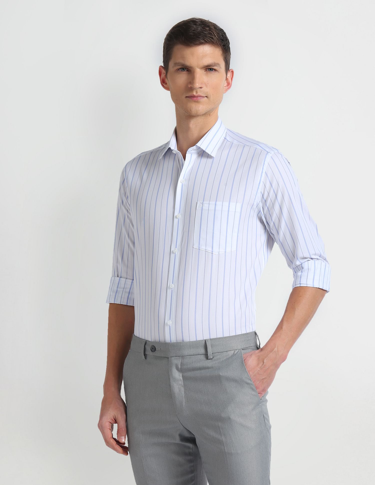 Arrow Pure Cotton Vertical Stripe Shirt