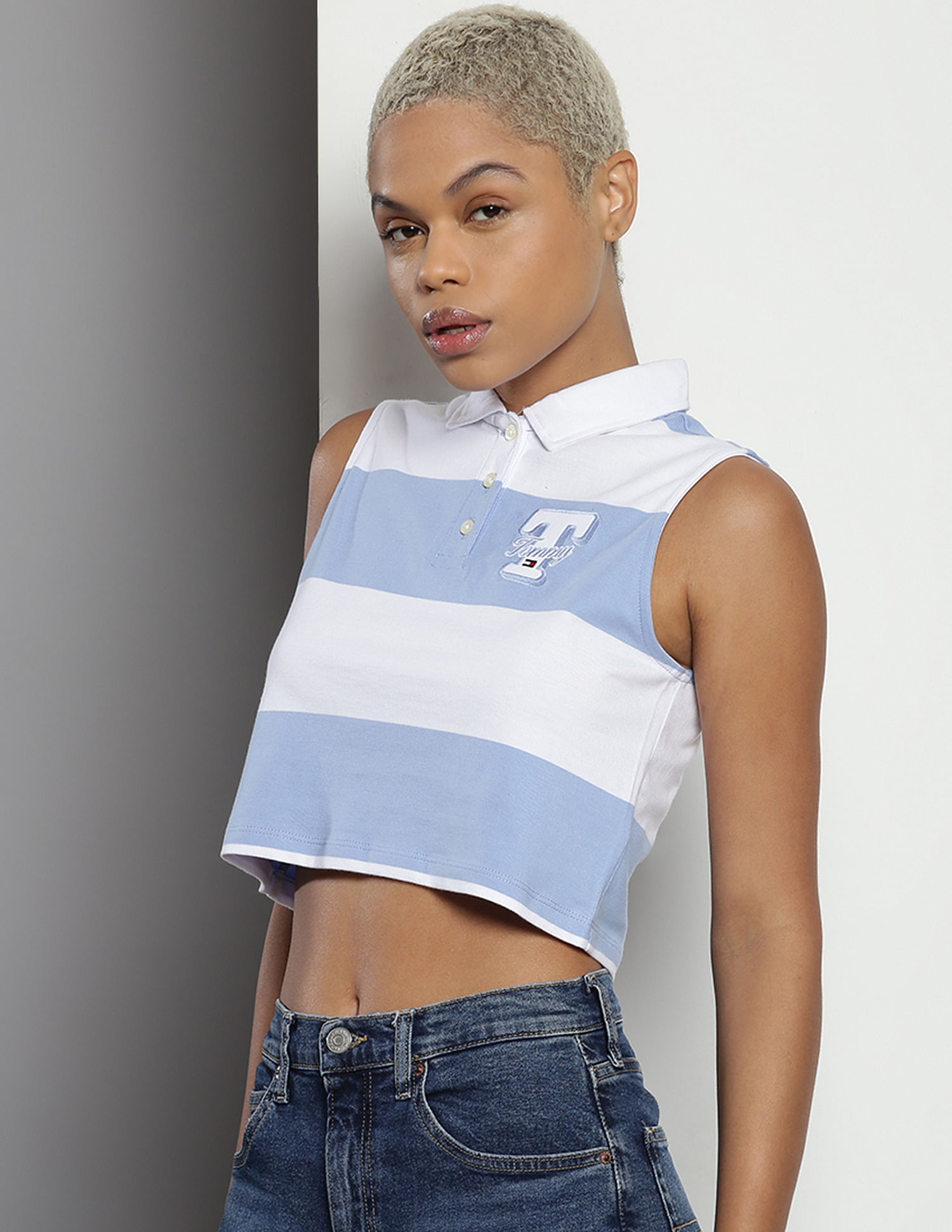 Tommy Hilfiger Letterman Stripe Cropped Top